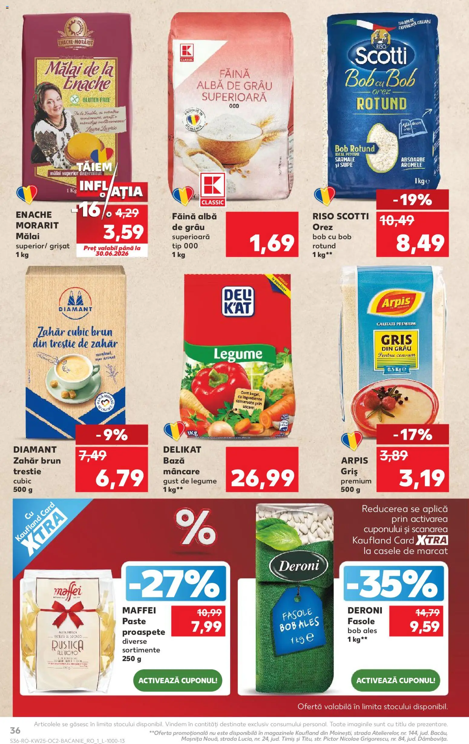 Noul catalog Kaufland – valabil de la 17.06.2026 | Pagină: 36 | Produse: Orez, Mălai, Paste, Legume