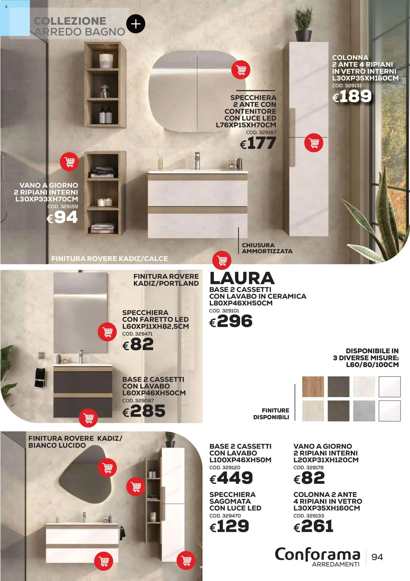 Volantino Conforama del 22/06/2026 | Pagina: 94 | Prodotti: Faretto, Contenitore, Bagno, Luce LED