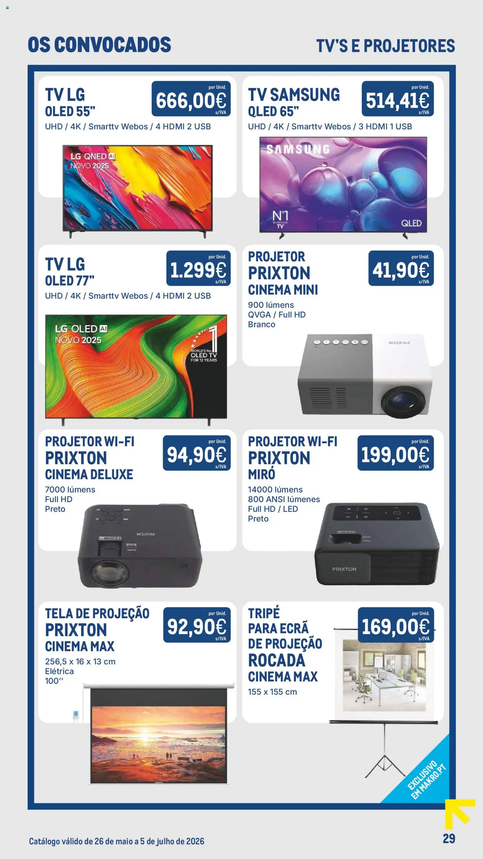 Makro Os Convocados │ válido de 26.05.2026 | Página: 29 | Produtos: USB, Projetor, Tela de projeção