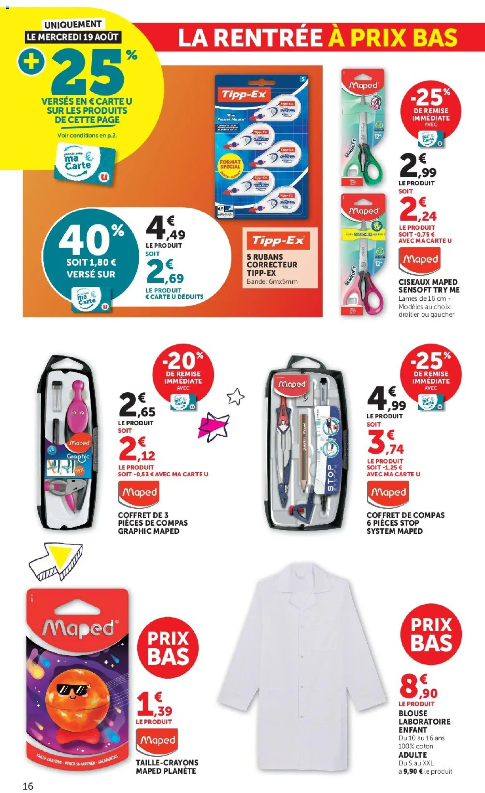 {H1} | Page: 16 | Produits: Coton, Correcteur, Ciseaux, Blouse