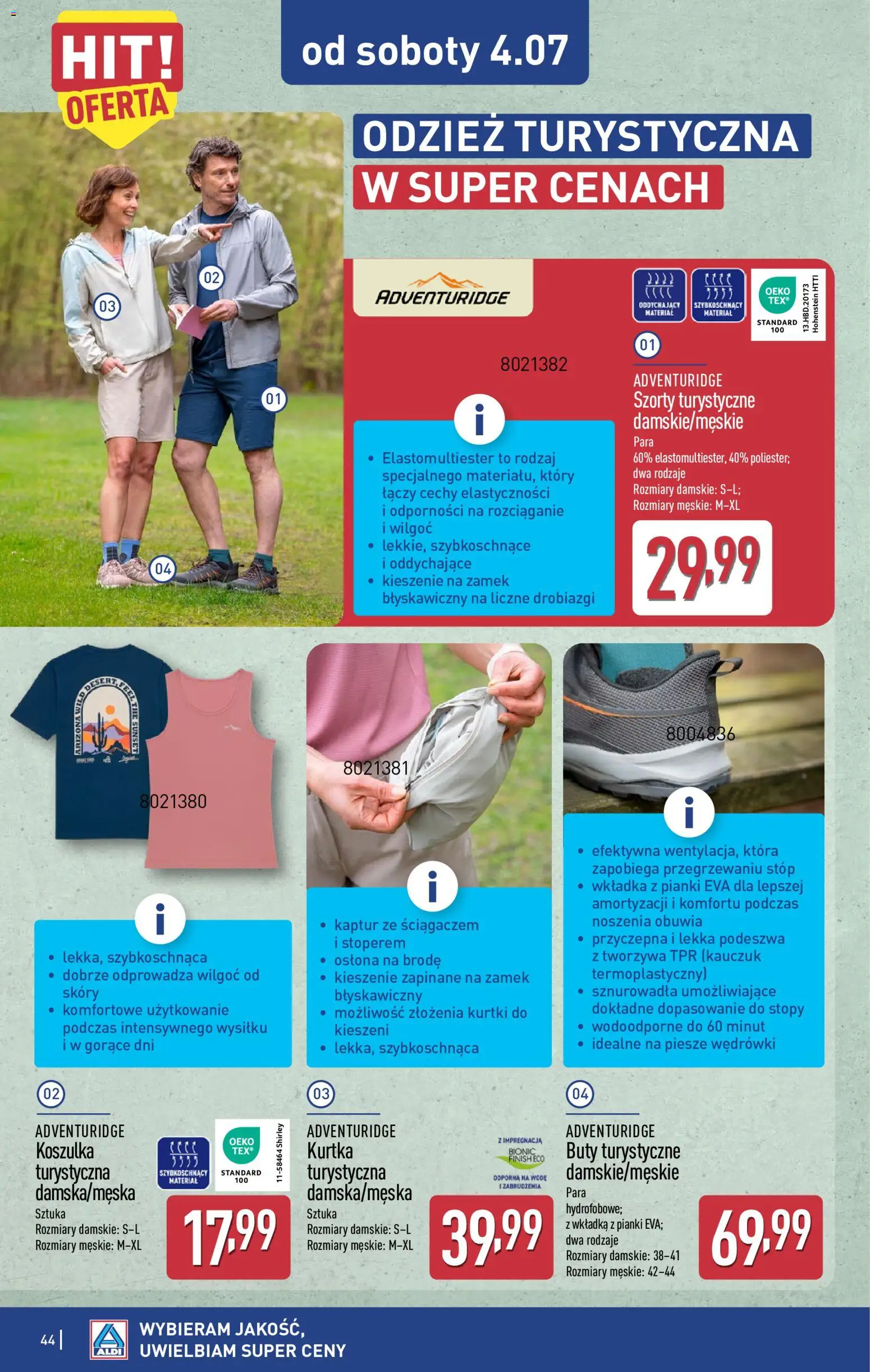 Aldi gazetka od 29.06.2026 | Strona: 44 | Produkty: Kurtka, Buty, Pianki, Finish