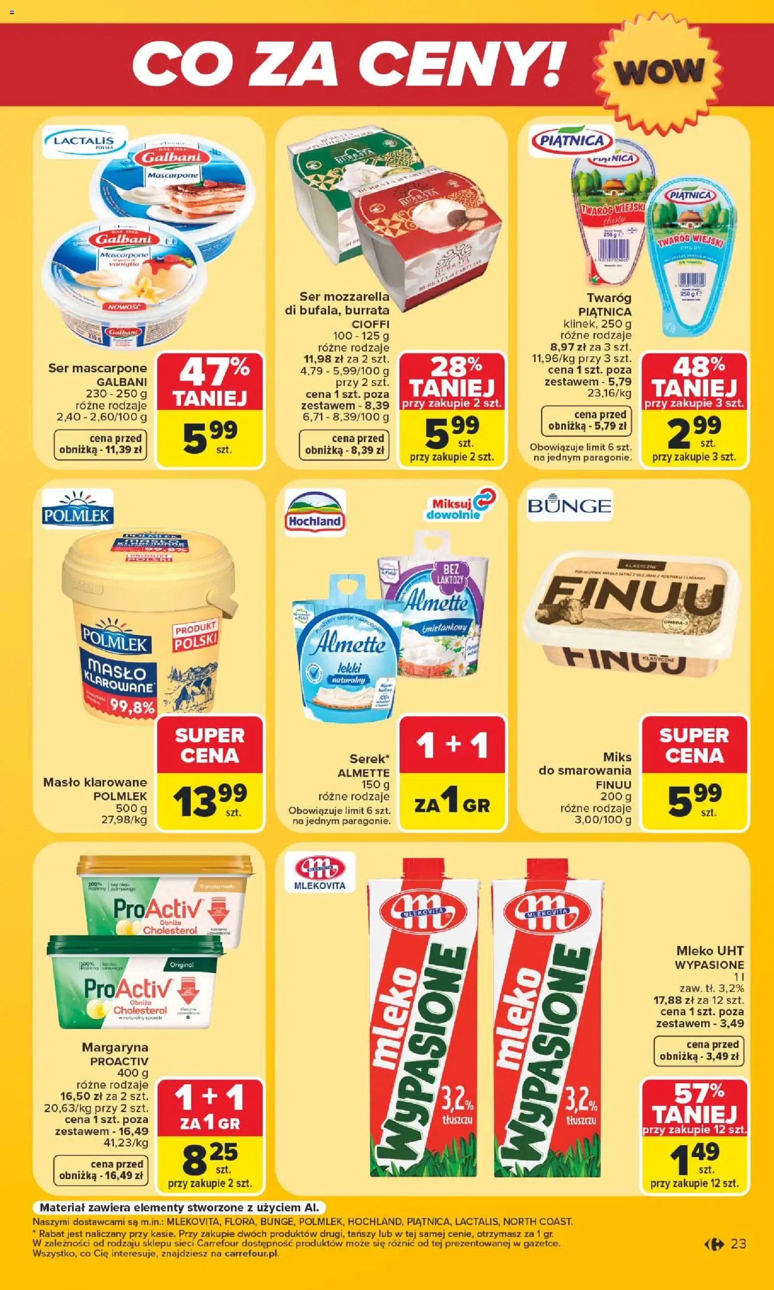 Carrefour gazetka - Warszawa od 24.08.2026 | Strona: 23 | Produkty: Masło klarowane, Burrata, Almette, Margaryna