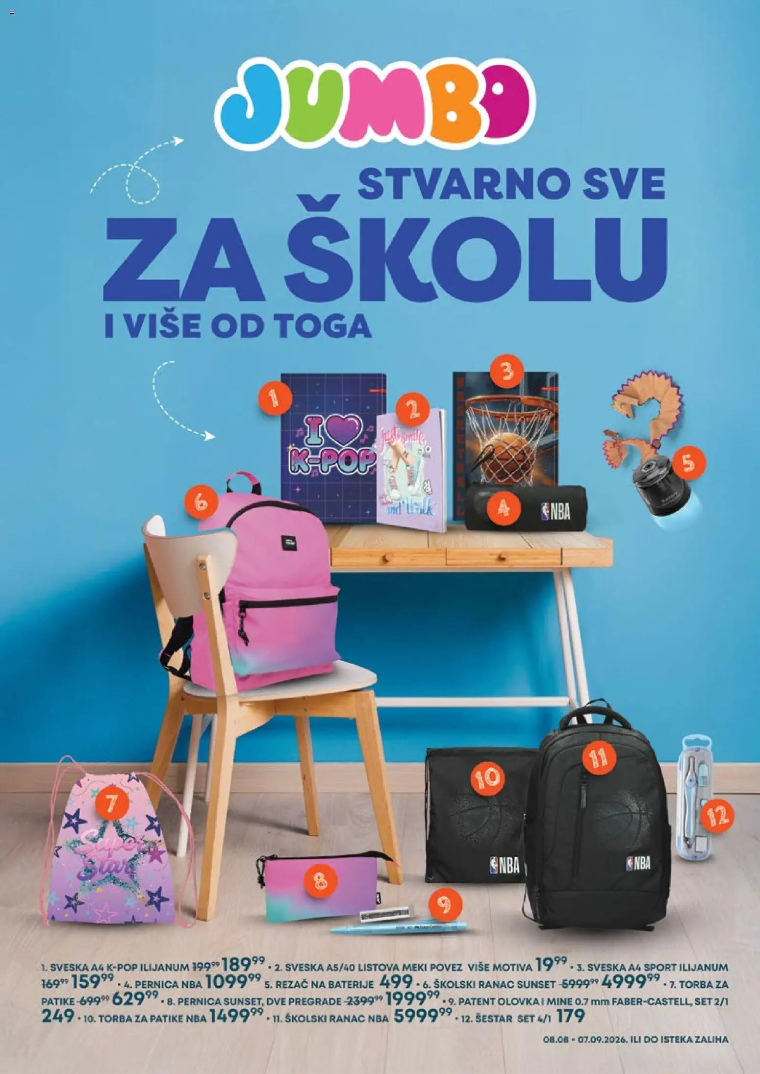 JUMBO katalog - važi od 08.08.2026 | Strana: 1 | Proizvode: Ranac, Rezač, Patike, Baterije