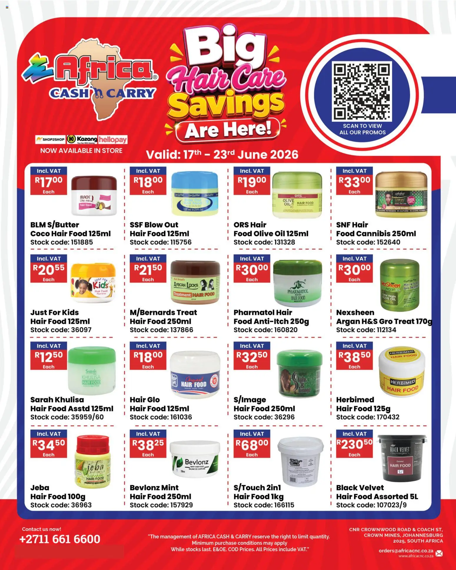 New Africa Cash & Carry catalogue – valid from 17.06.2026 | Page: 1 | Products: Butter, Oil, Stock