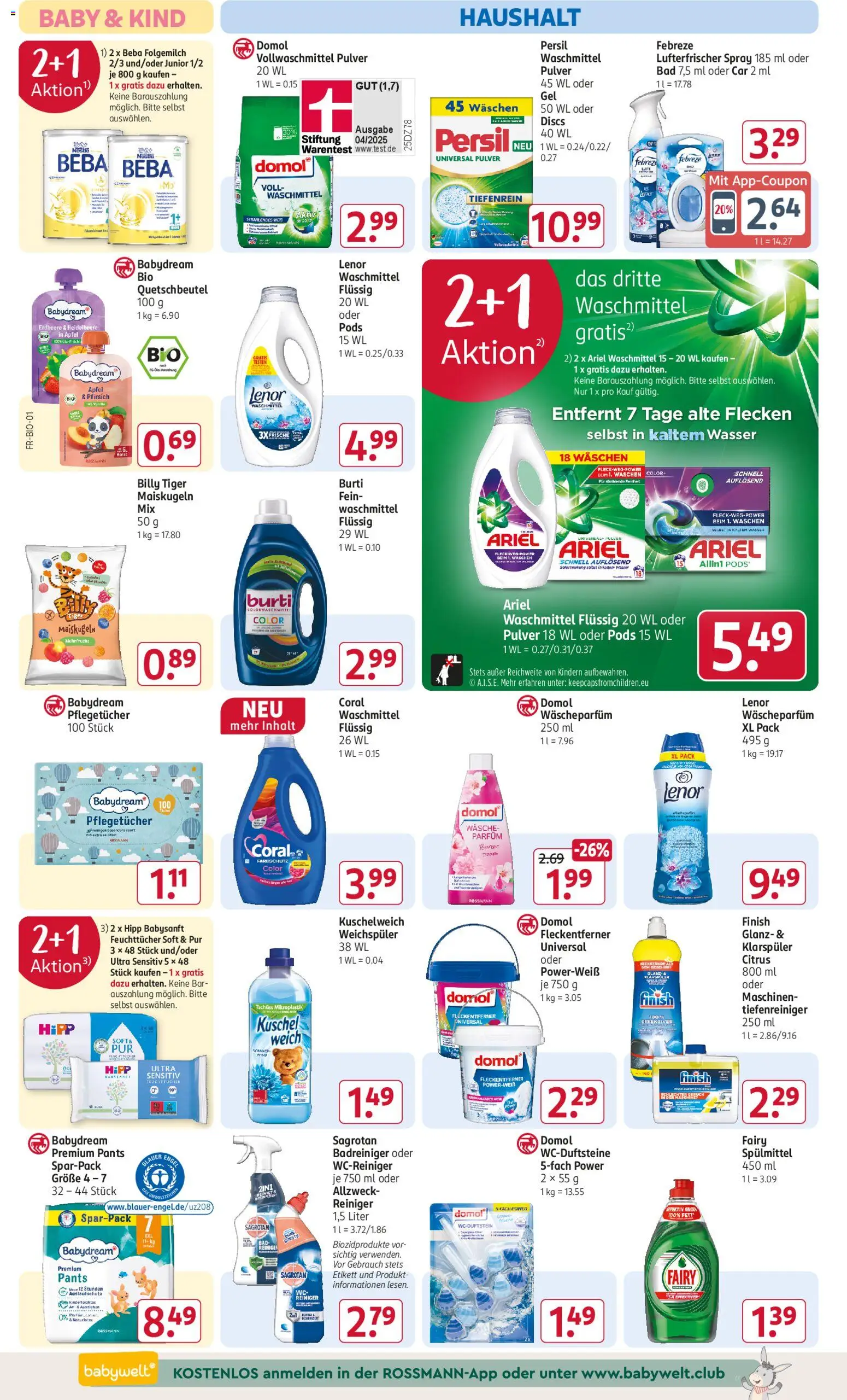 Rossmann Prospekt 	 – gültig ab 13.04.2026 | Seite: 14 | Produkte: Lenor, Kuschelweich, Finish, Wasser