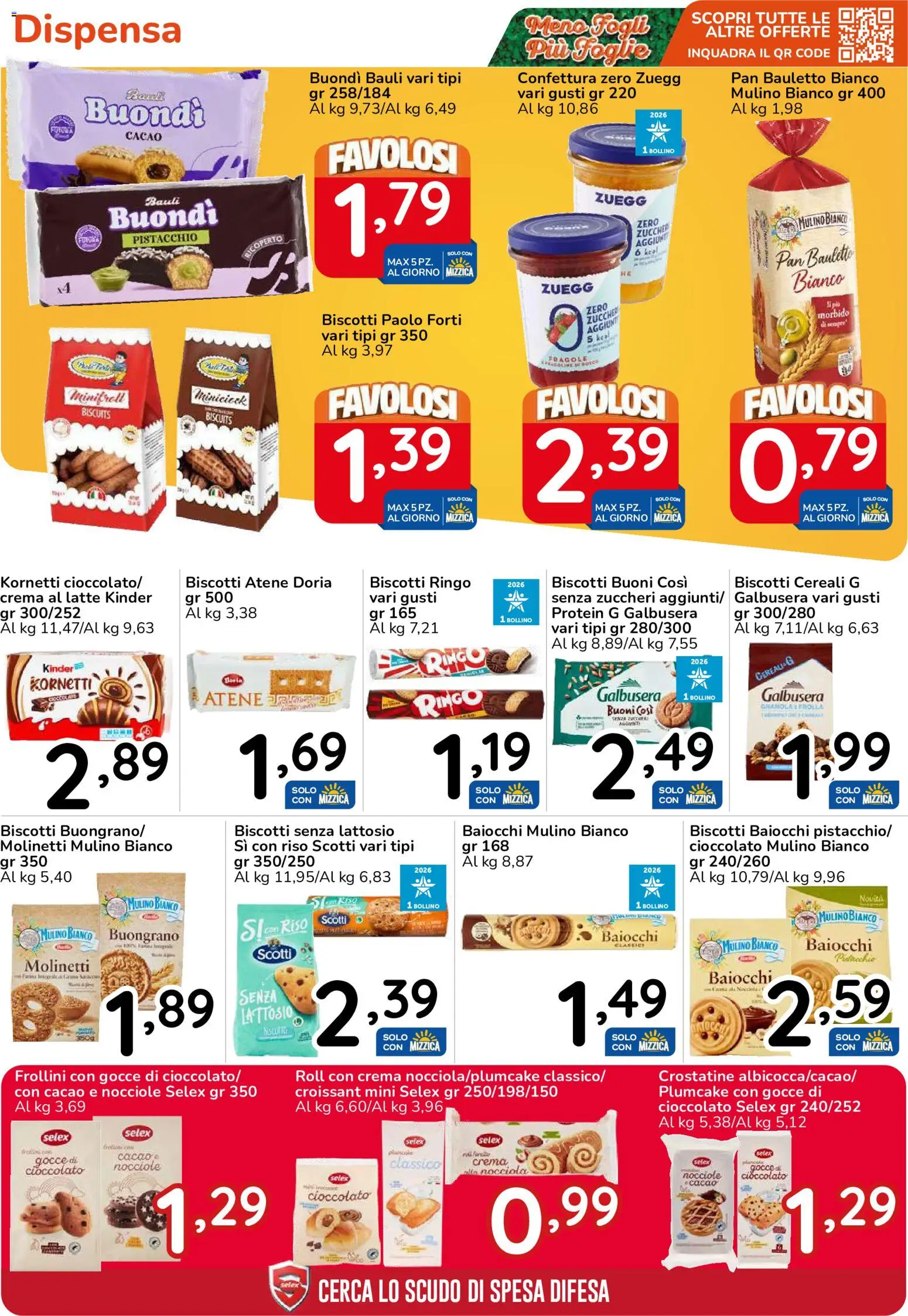 Volantino Famila del 30/09/2026 | Pagina: 15 | Prodotti: Biscotti, Nocciole, Plumcake, Croissant