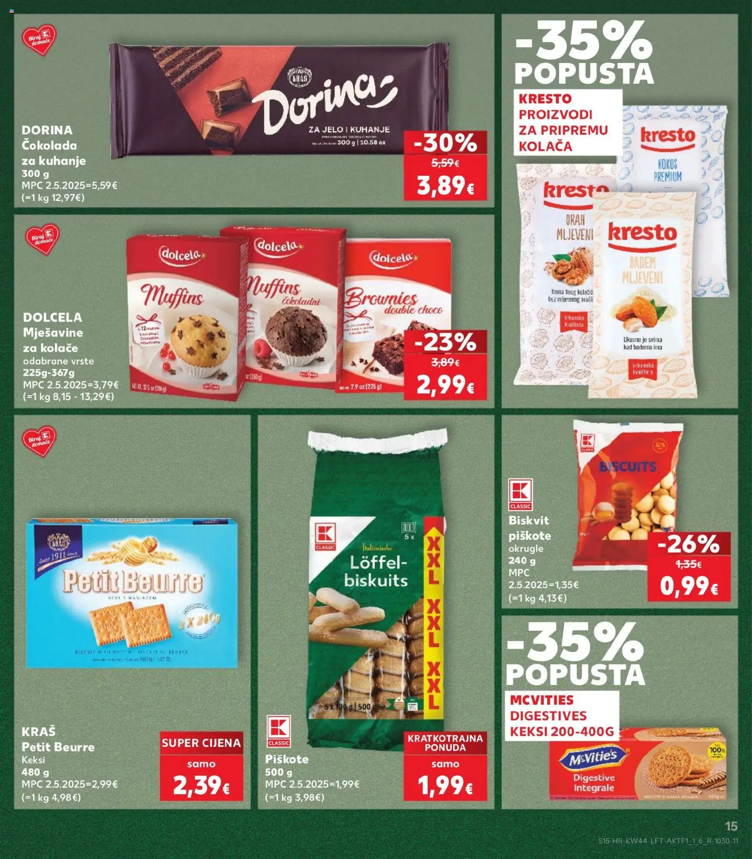 Kaufland katalog | vrijedi od 28.10.2026 | Stranica: 15 | Proizvodi: Petit Beurre, Keksi, Čokolada, Kokos