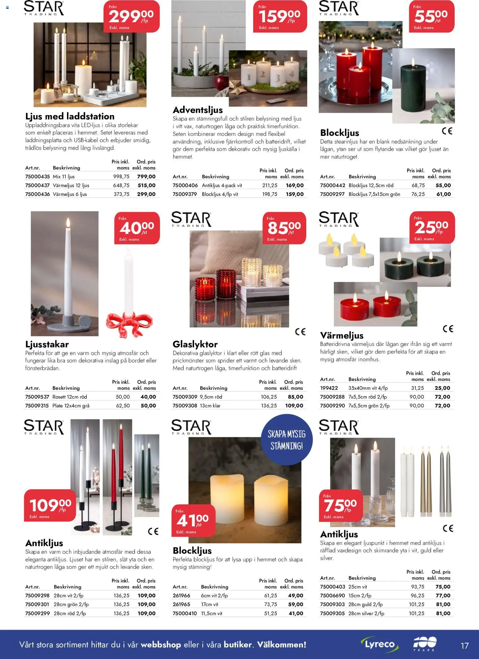 Lyreco reklamblad aktuell från 16/09/2026 | Sida: 17 | Produkter: Glas, Värmeljus, Fjärrkontroll, Ljus