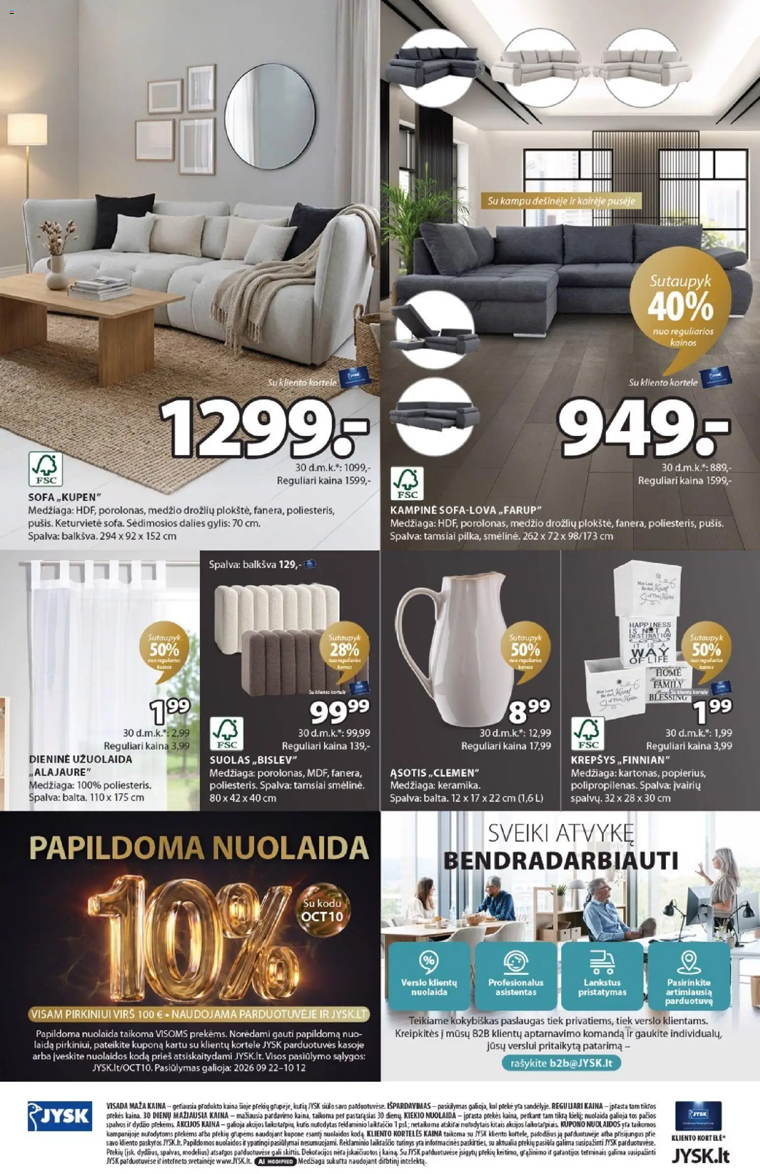 JYSK akcijos nuo 2026.09.22 | Puslapis: 24 | Prekių: Sofa, Krepšys