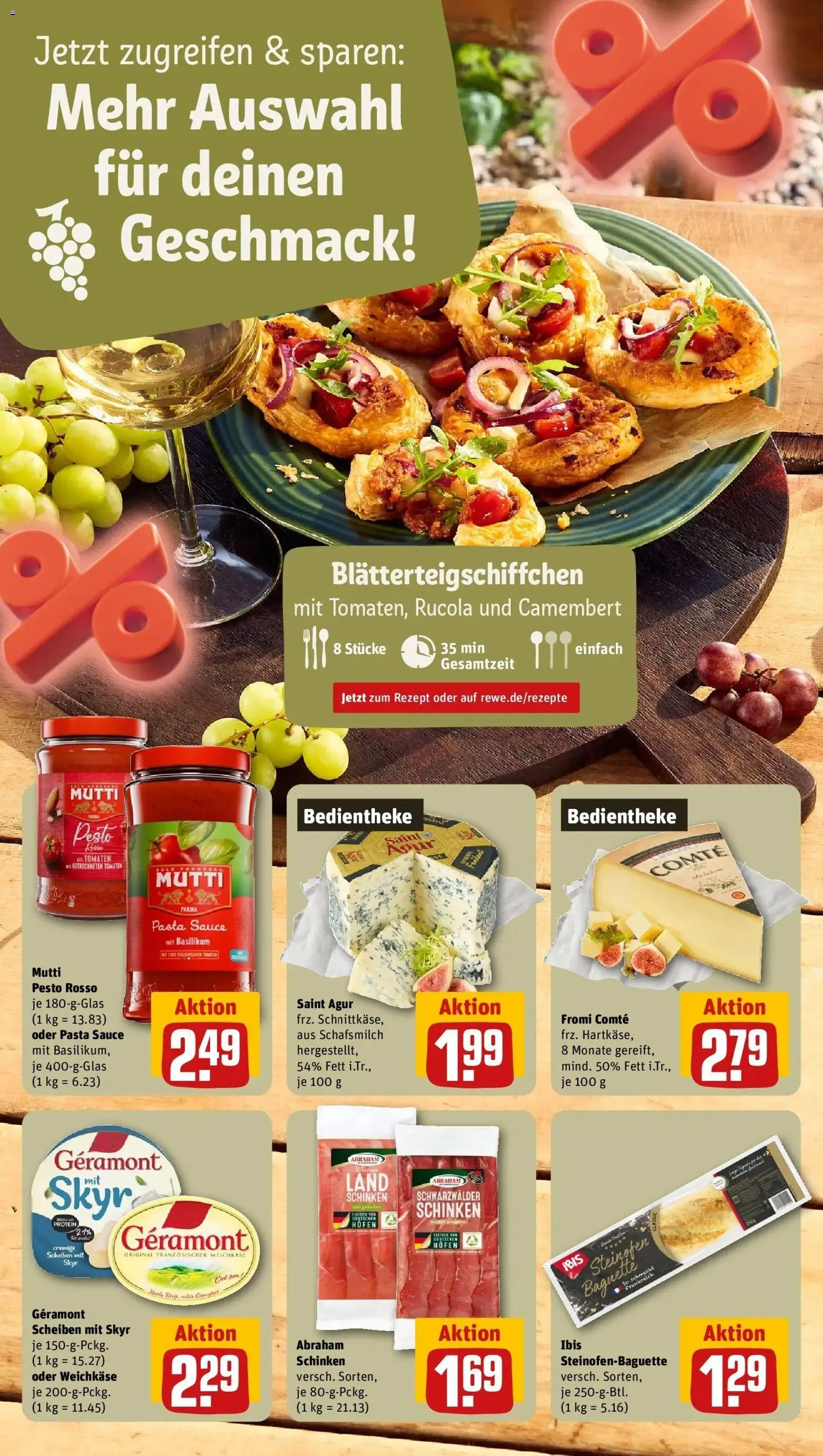 REWE Prospekt ab 12.10.2026 zum Blättern » Angebote | Seite: 8 | Produkte: Geramont, Tomaten, Pasta, Schinken