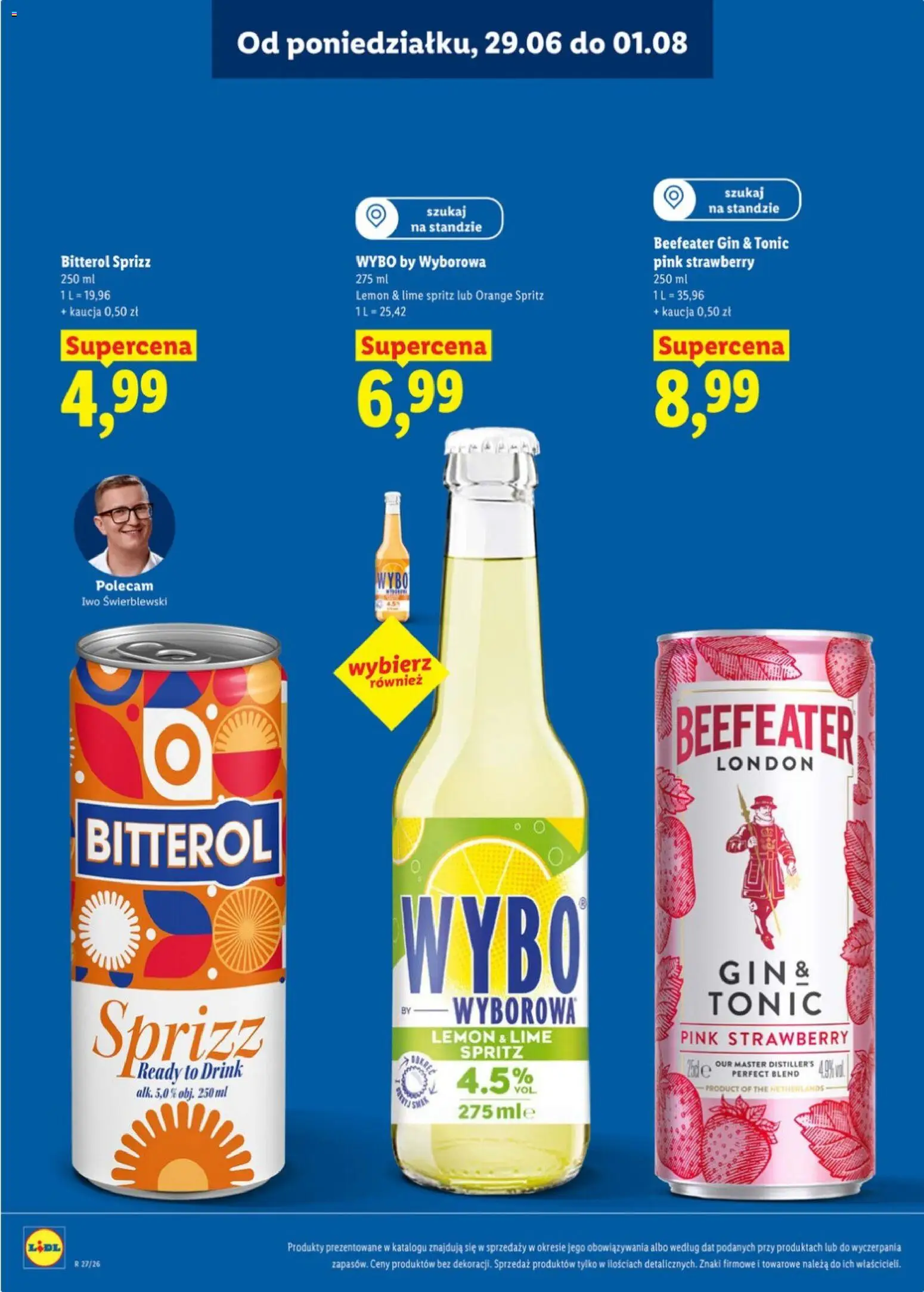 Lidl Katalog alkoholi mocnych od 29.06.2026 | Strona: 20 | Produkty: Bitterol, Beefeater, Gin