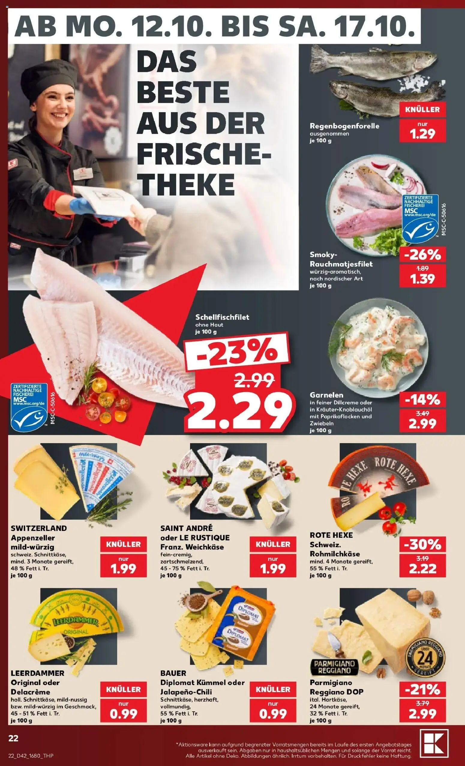 Prospekt Kaufland ab 12.10.2026 » Angebote Online zum Blättern | Seite: 26 | Produkte: Theke, Garnelen, Leerdammer, Zwiebeln