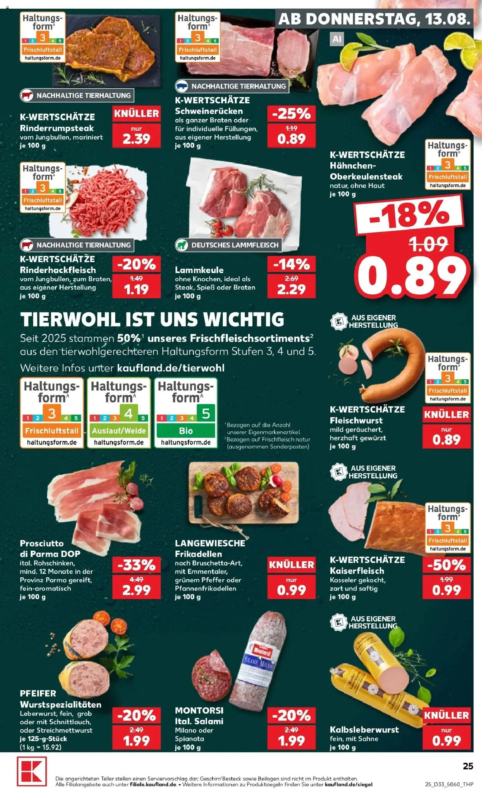Prospekt Kaufland ab 10.08.2026 » Angebote Online zum Blättern | Seite: 34 | Produkte: Beilagen, Schweinerucken, Salami, Sahne