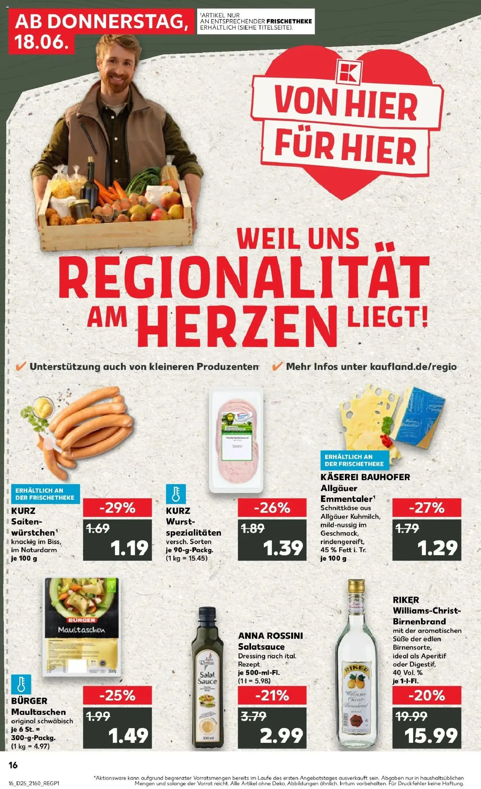 Kaufland Prospekt Schorndorf – gültig ab 15.06.2026 | Seite: 1 | Produkte: Dressing, Wurst, Maultaschen, Salat