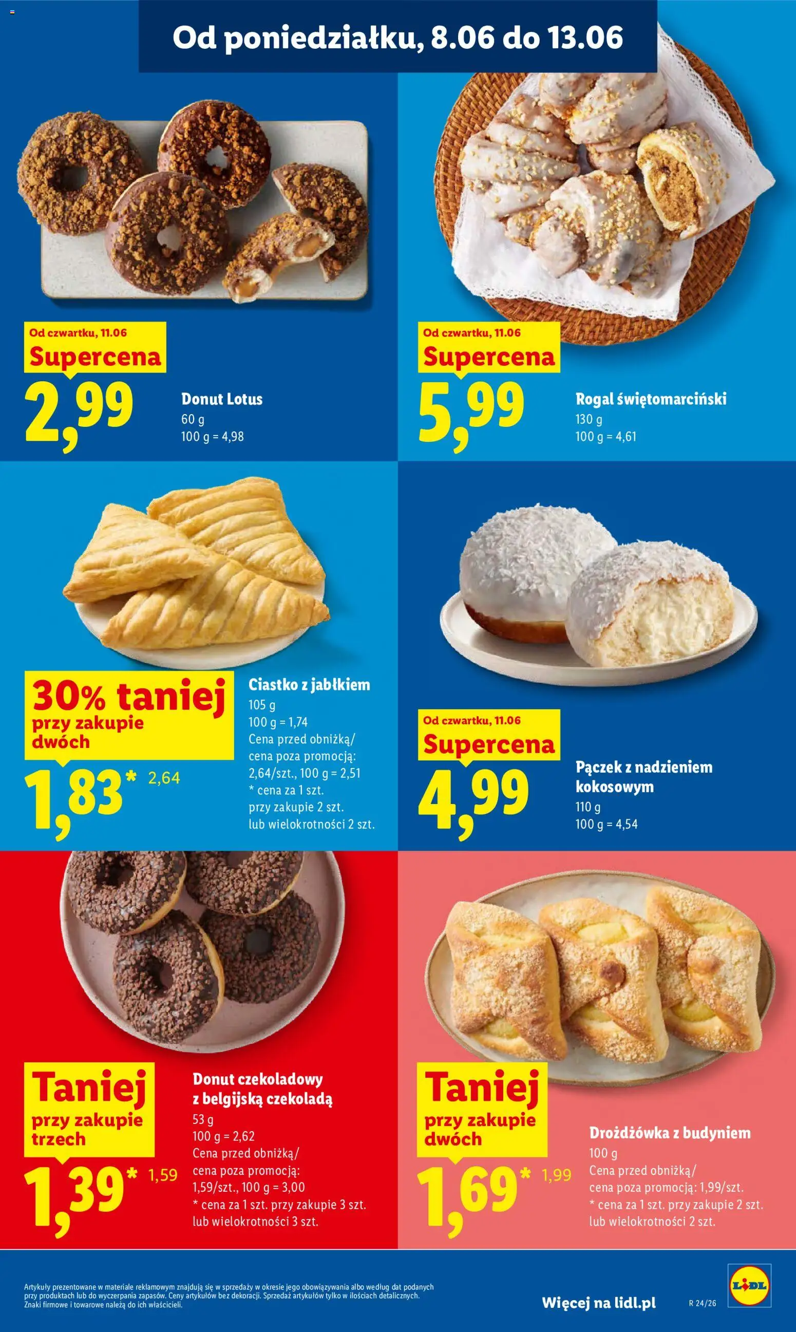 Lidl gazetka od 11.06.2026 | Strona: 51 | Produkty: Drożdżówka z budyniem, Donut, Czekolada