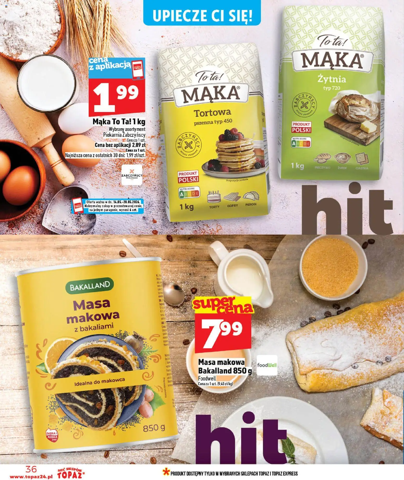 Topaz gazetka - MAZ od 14.05.2026 | Strona: 36 | Produkty: Pieczywo, Pierogi, Masa makowa, Piekarnia