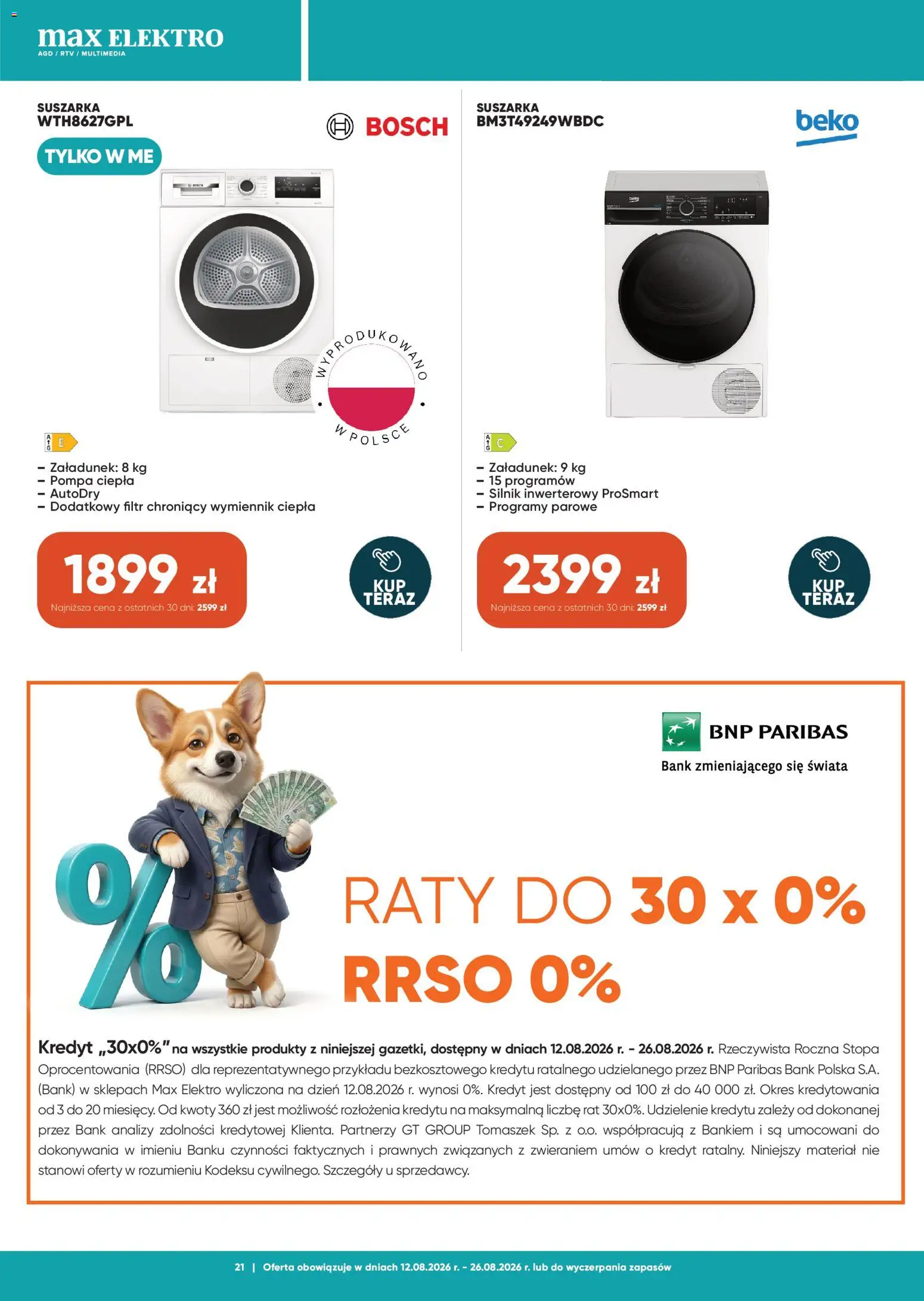 Max elektro gazetka od 12.08.2026 | Strona: 21 | Produkty: Suszarka