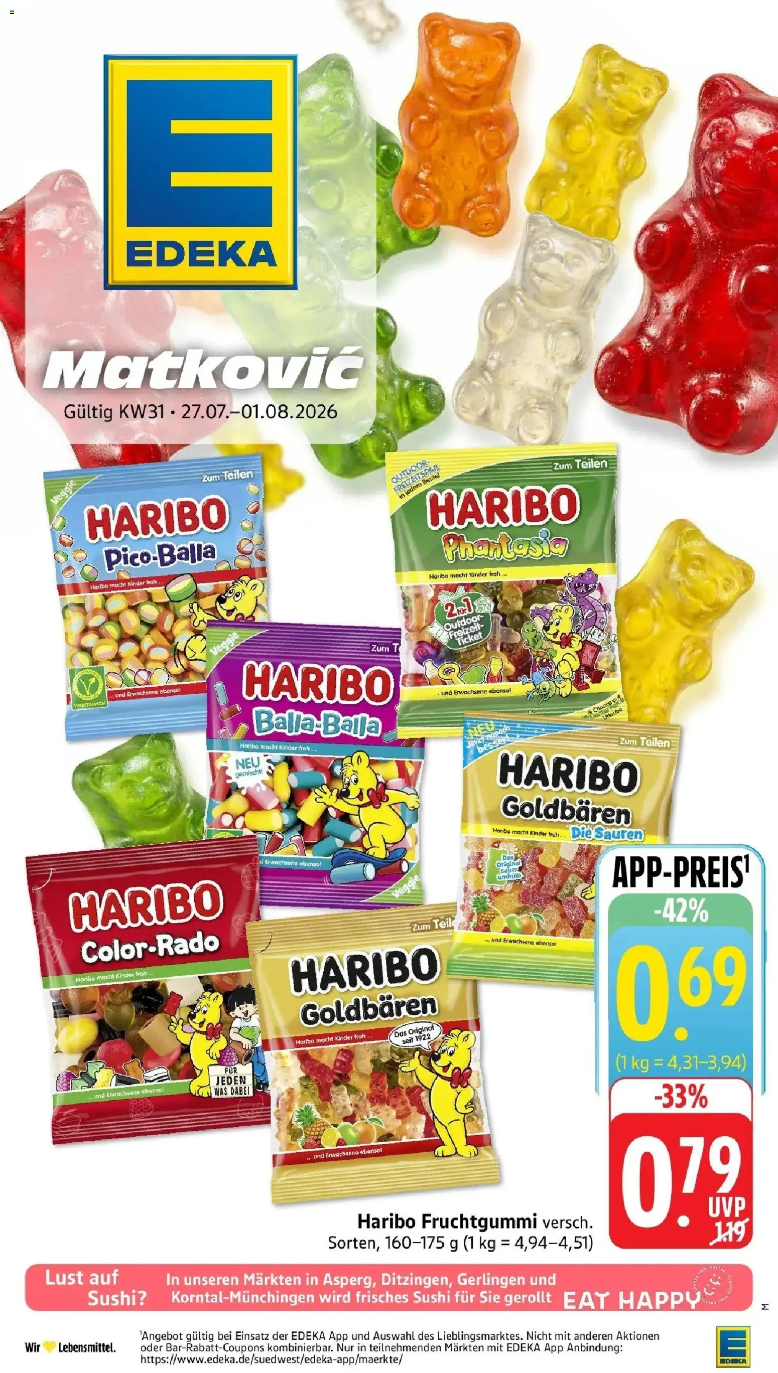 Edeka Prospekt Ditzingen – gültig ab 27.07.2026 | Seite: 1 | Produkte: Haribo