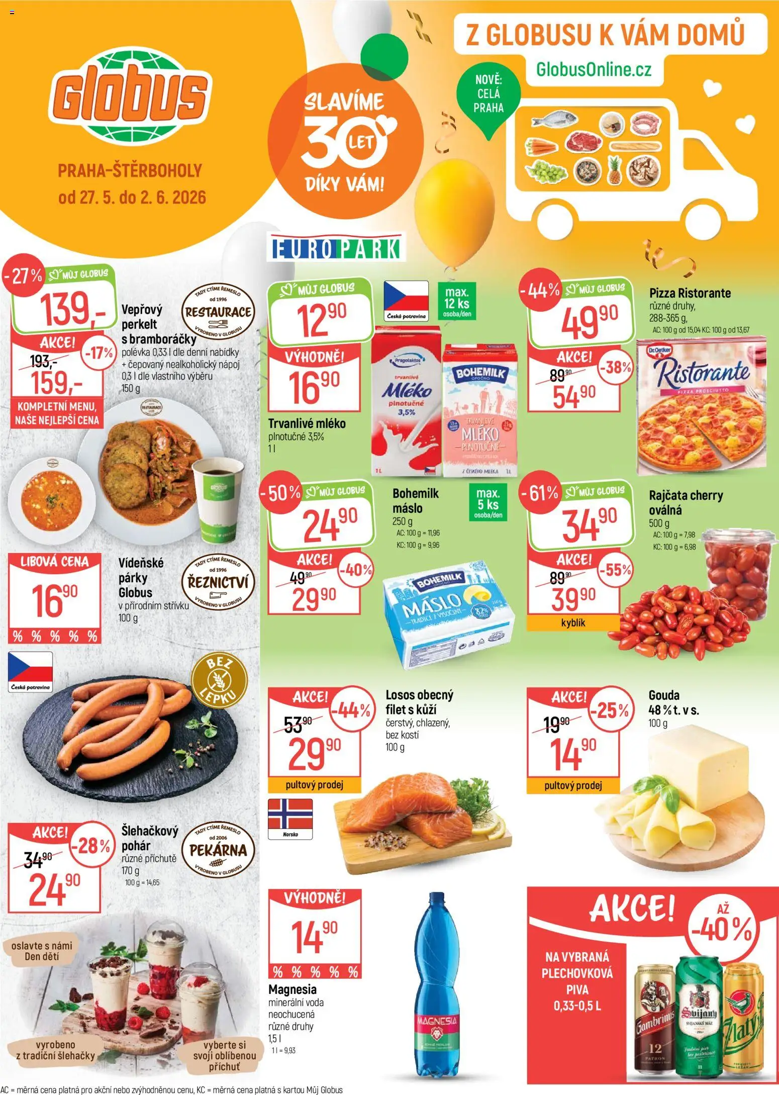 Globus leták - Praha-Štěrboholy od 27.05.2026 | Strana: 1 | Produkty: Rajčata, Párky, Pizza Ristorante, Pohár