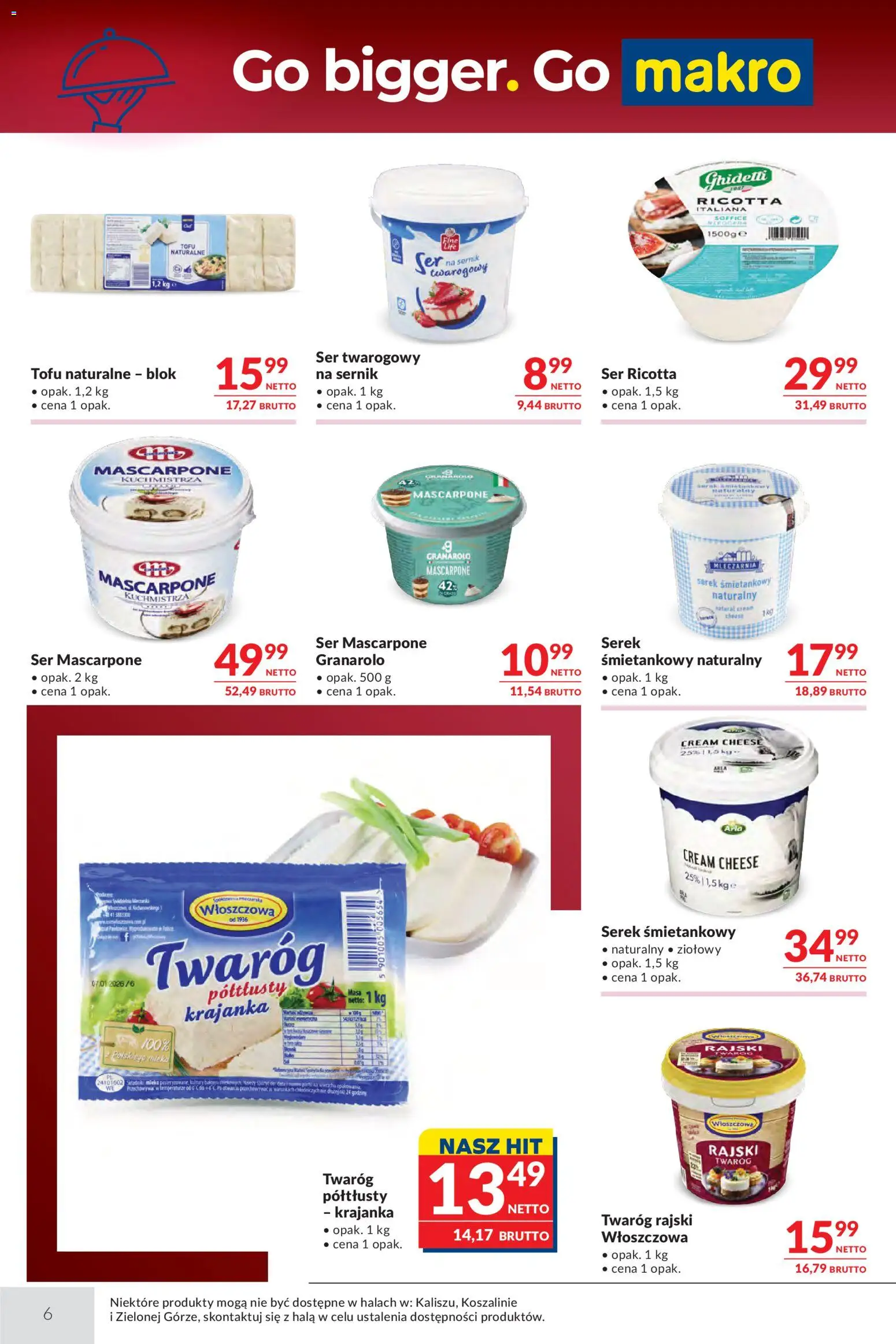 Makro gazetka - Oferta dla gastronomii od 14.04.2026 | Strona: 6 | Produkty: Cream cheese, Serek, Mleka, Twaróg