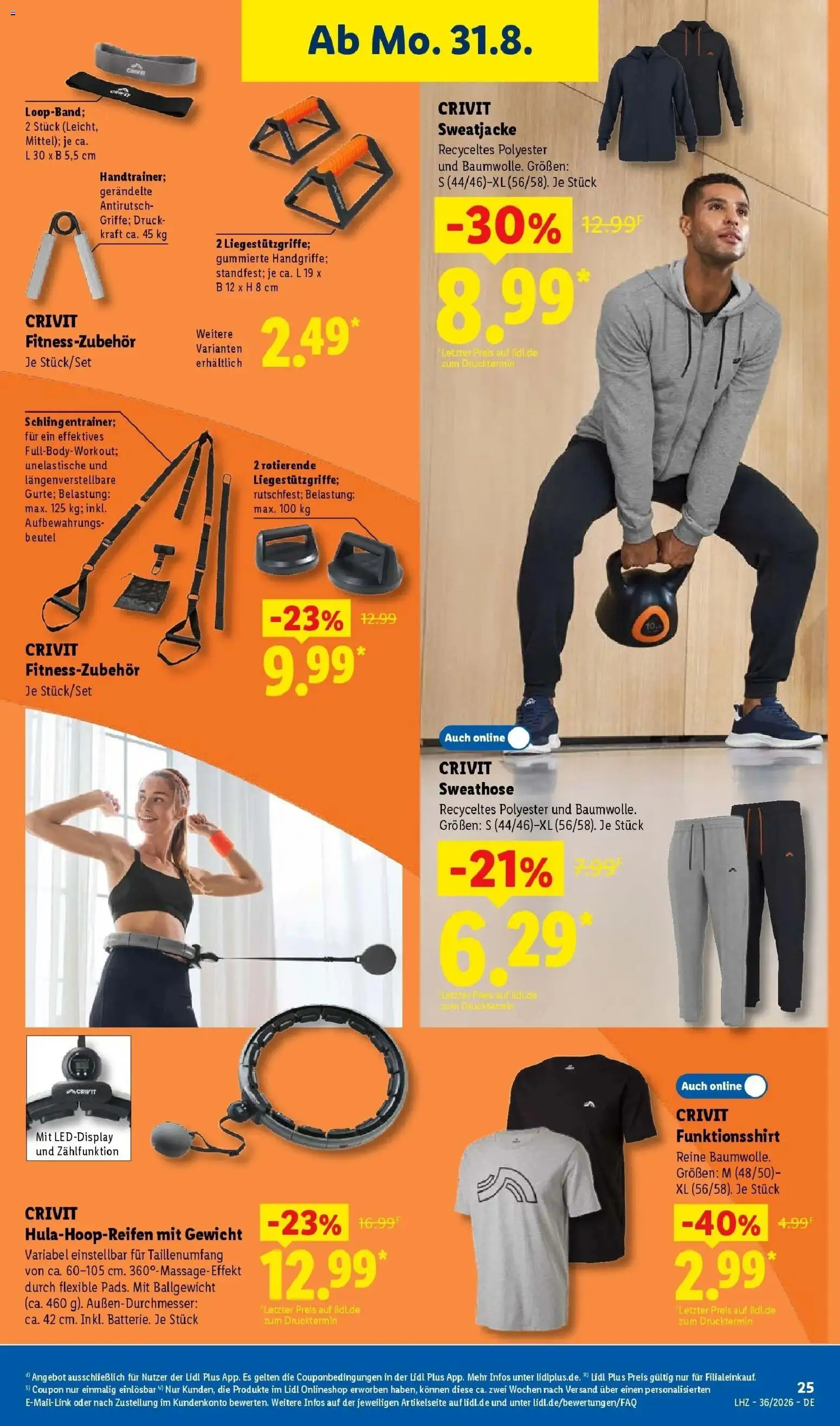 Lidl Prospekt Wahlstedt (ab 31.08.2026) zum Blättern » Angebote | Seite: 43 | Produkte: Sweathose, Gewicht, Sweatjacke, T-Shirt