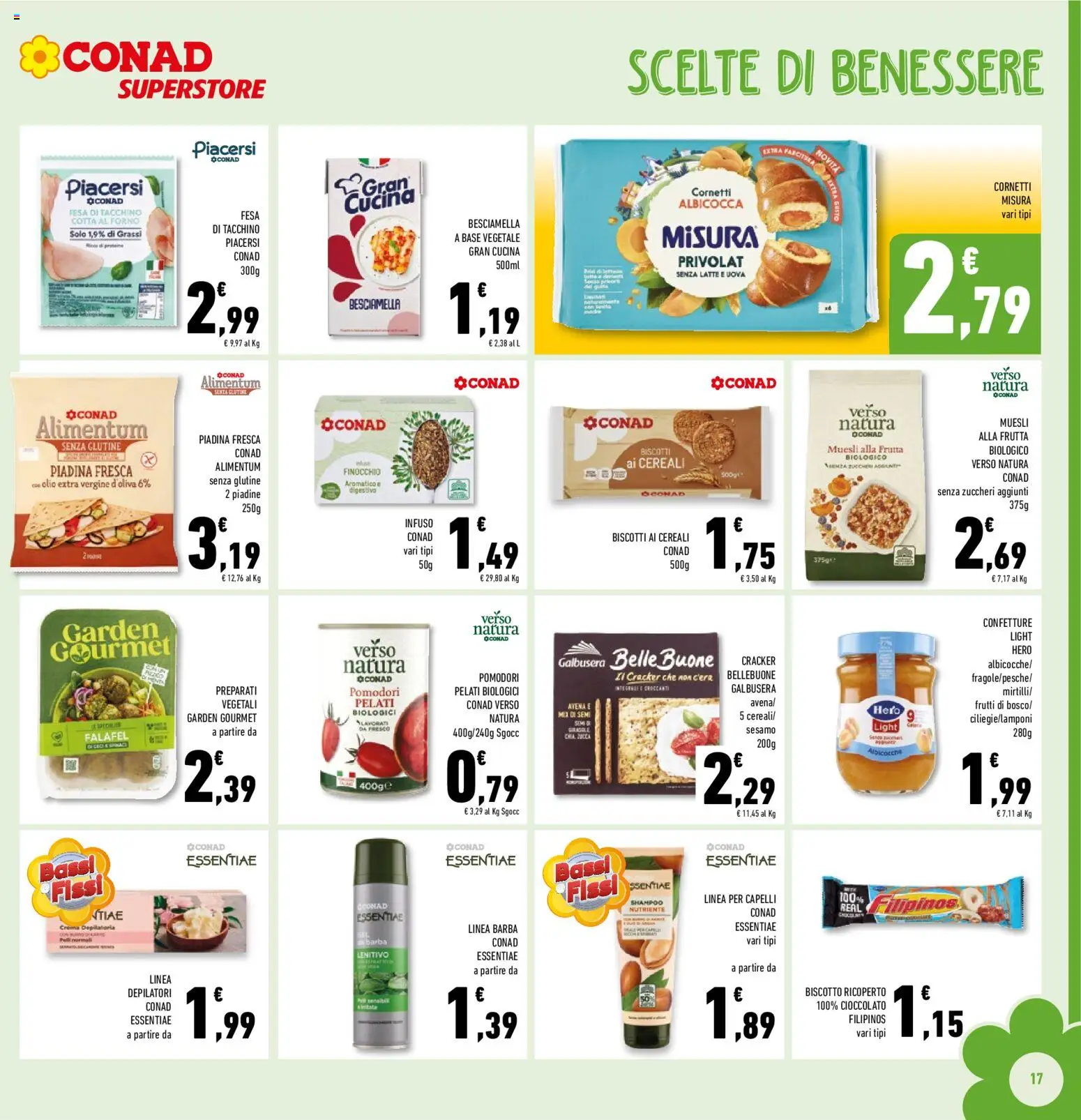 Volantino Conad del 23/09/2026 | Pagina: 17 | Prodotti: Crema, Latte, Crackers, Falafel