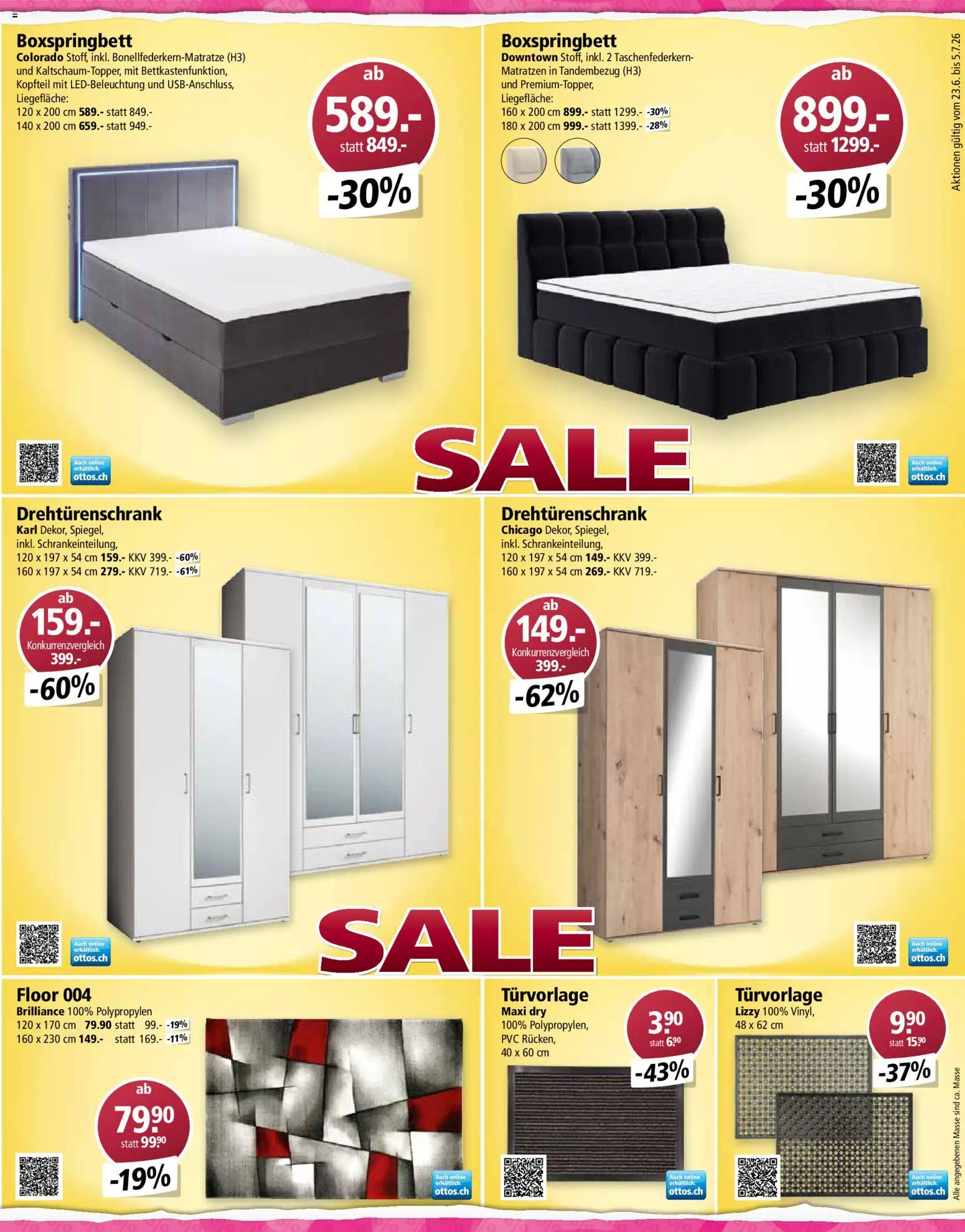Otto's aktionen – gültig ab 23.06.2026 | Seite: 9 | Produkte: Drehtürenschrank, Boxspringbett