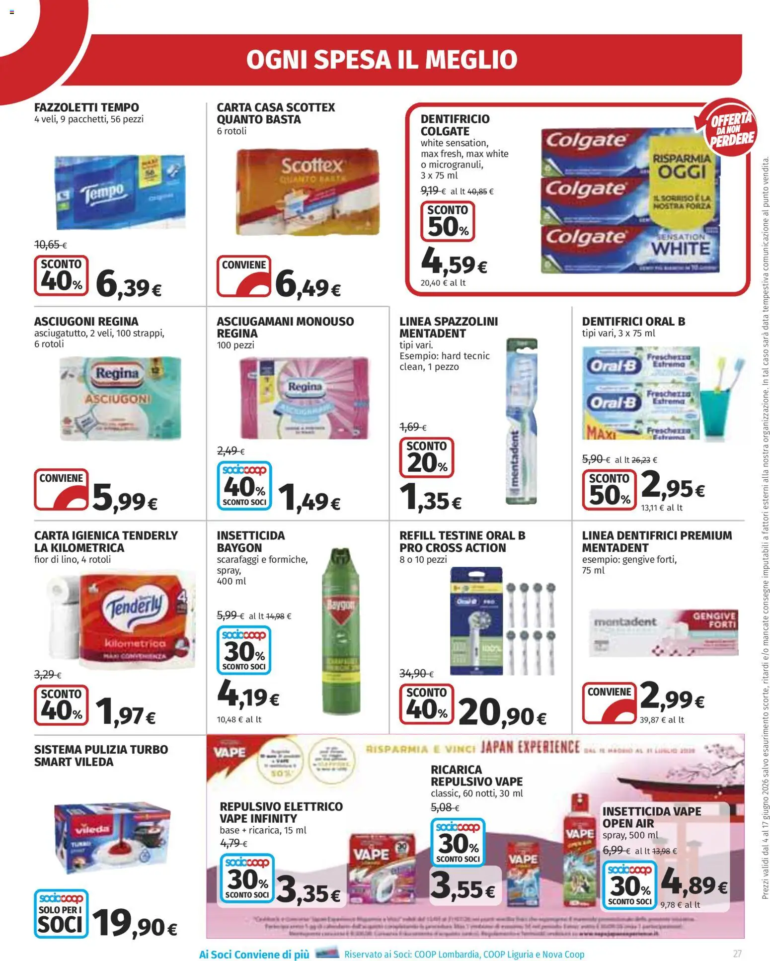 Volantino Ipercoop del 04.06.2026 | Pagina: 27 | Prodotti: Carta igienica, Dentifricio, Fazzoletti, Insetticida
