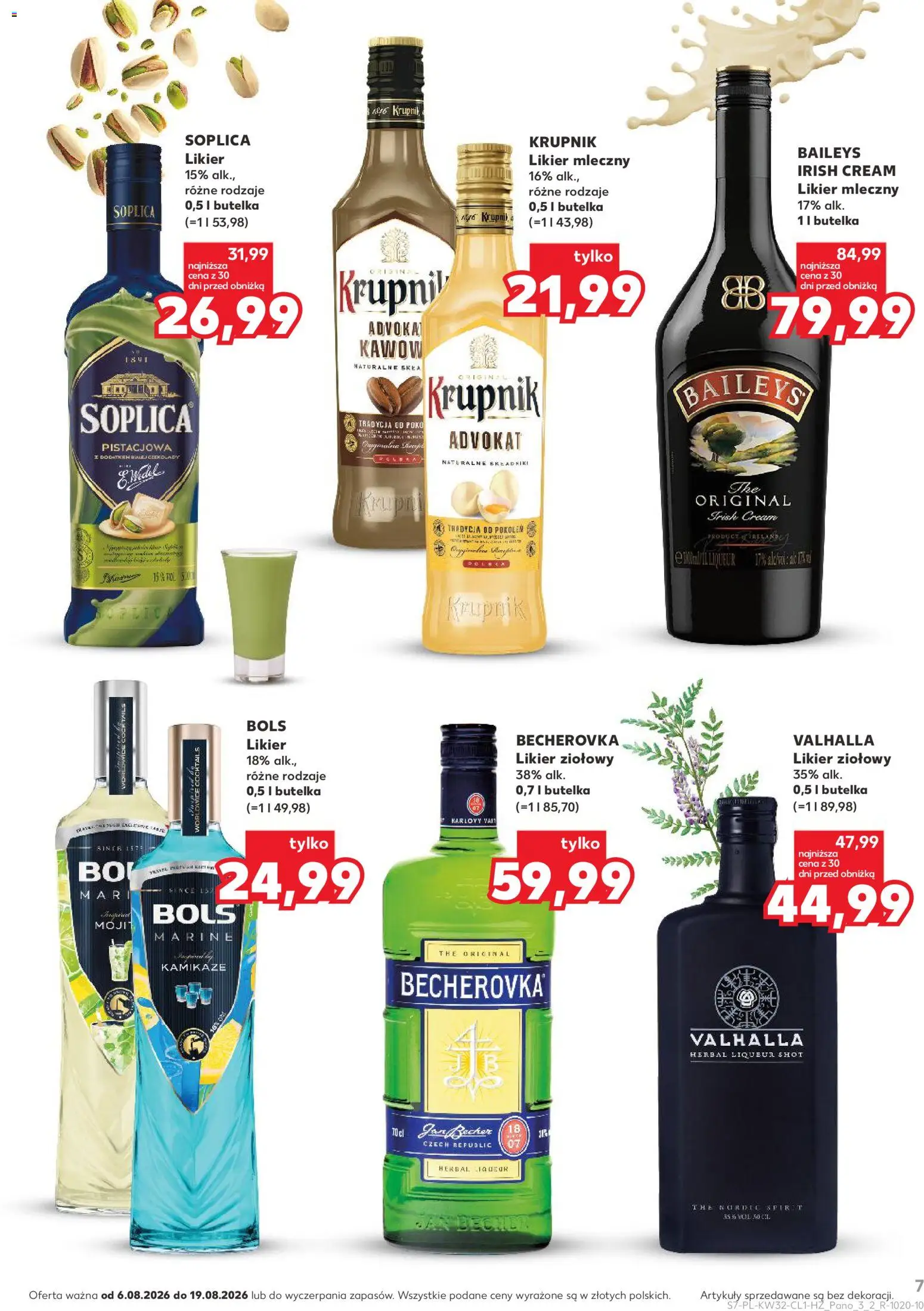 Kaufland Polsko leták - Barek od 06.08.2026 | Strana: 7 | Produkty: Irish cream, Becherovka, Baileys