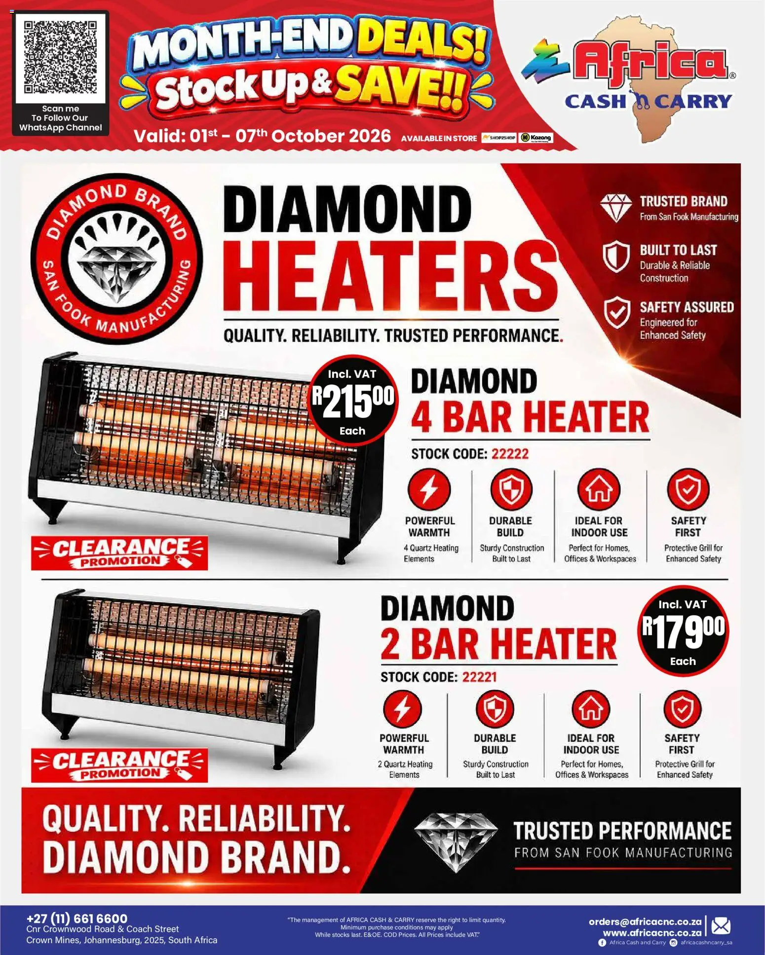 New Africa Cash & Carry catalogue – valid from 01/10/2026 | Page: 39 | Products: Grill, Heater, Bar heater, Stock