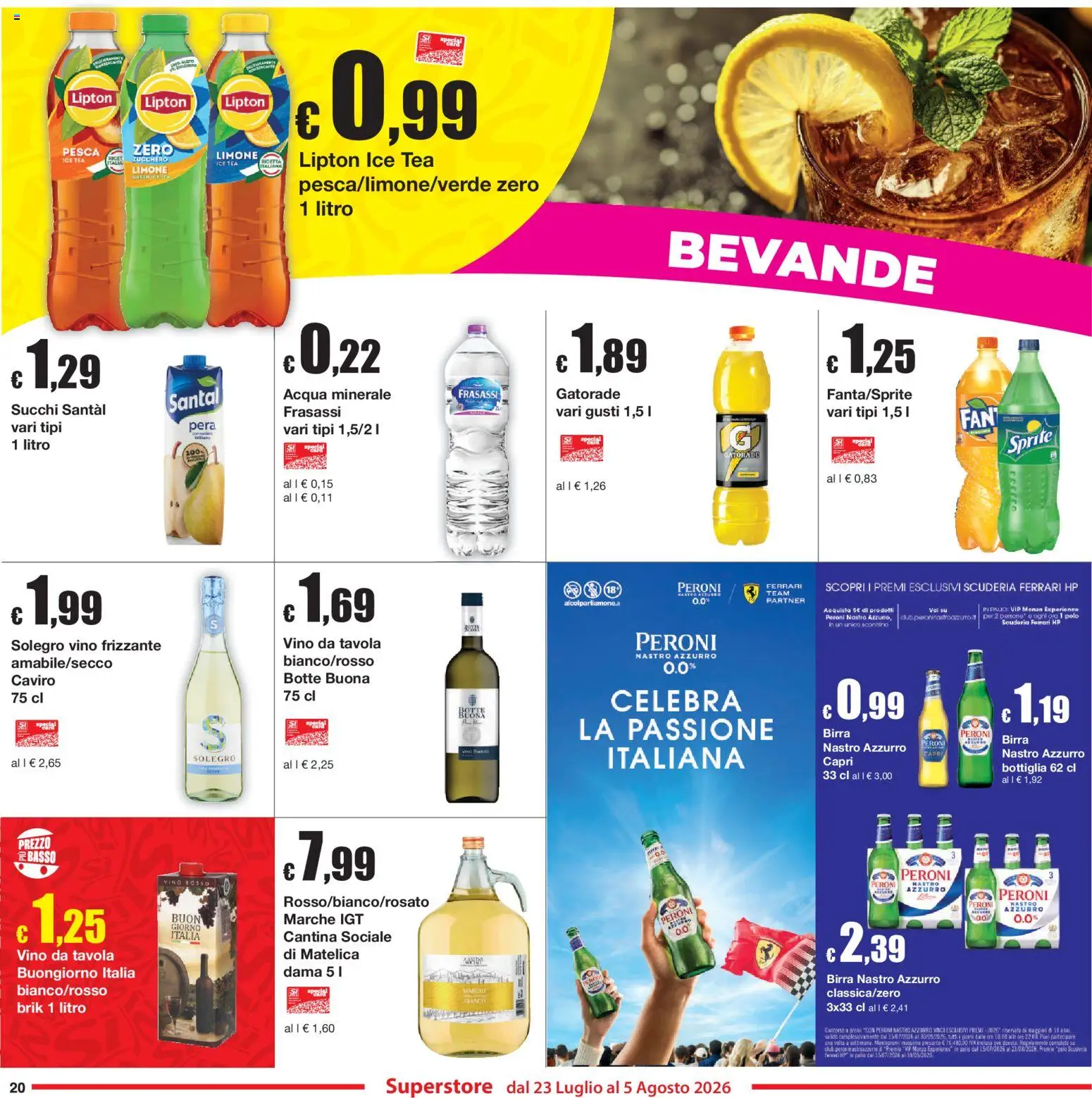 Volantino Sì con Te del 23/07/2026 | Pagina: 20 | Prodotti: Acqua, Zucchero, Limone, Polo