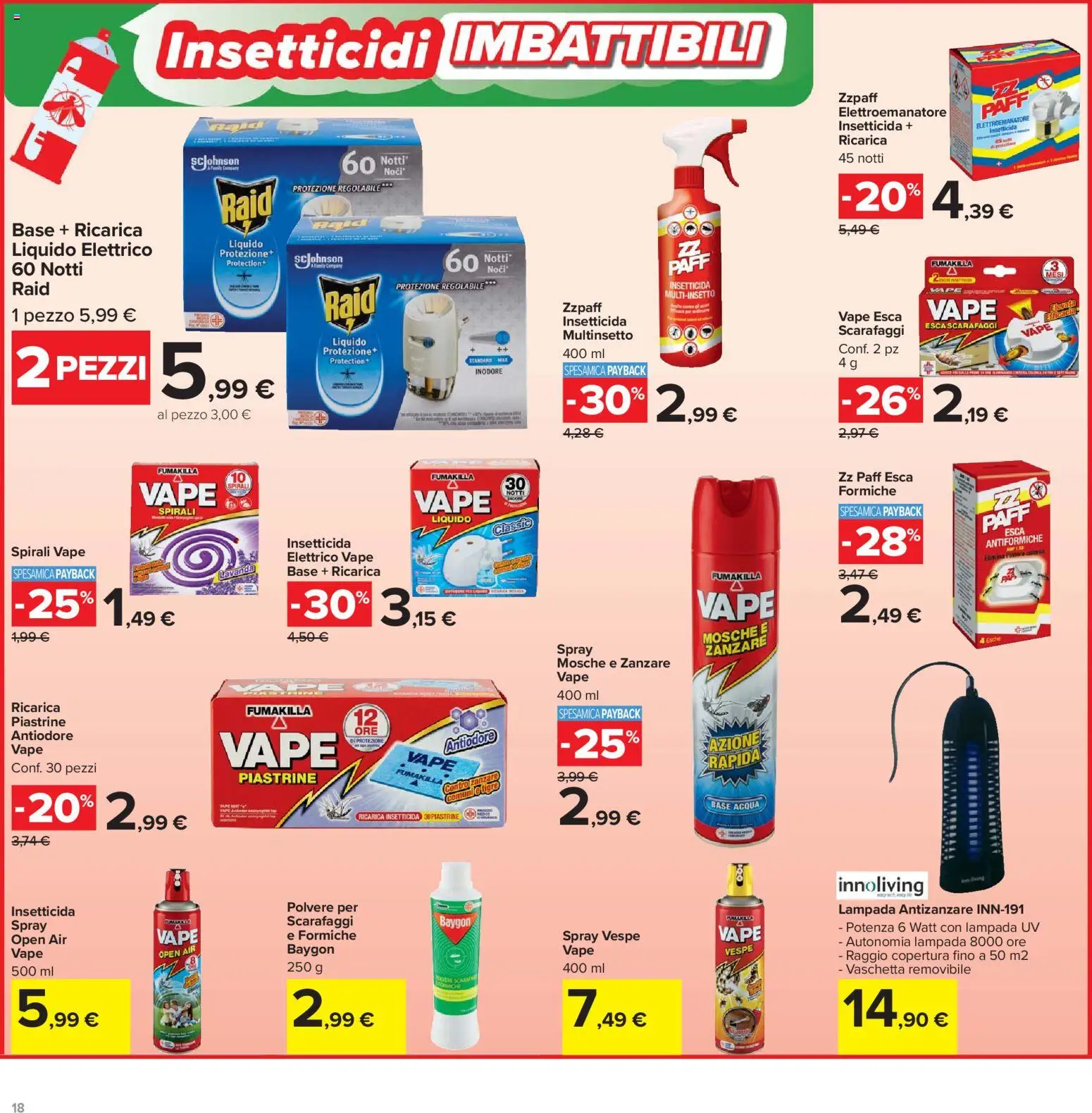 Volantino Carrefour del 19.05.2026 | Pagina: 18 | Prodotti: Acqua, Noci, Insetticida, Lampada