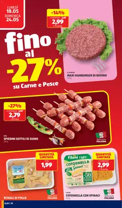 Anteprima del volantino MAXI HAMBURGER DI BOVINO, Maxi hamburger of beef, 220 g valido a partire dal 18.05.2026 | Pagina: 10