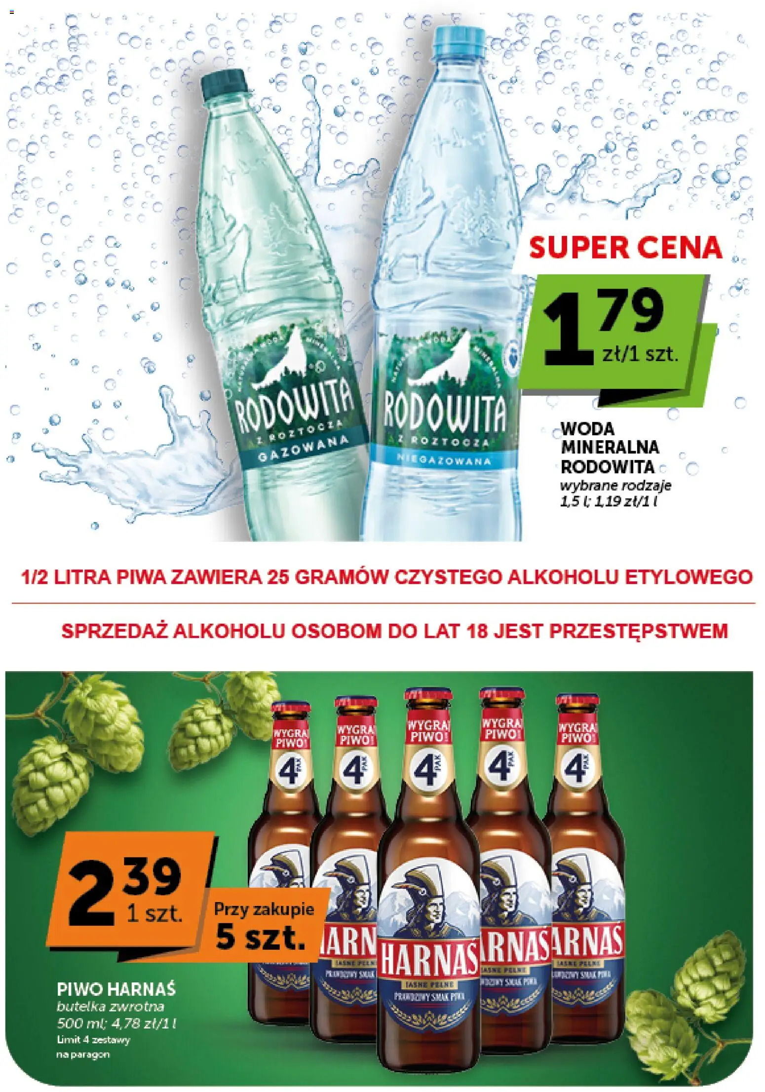 Groszek gazetka od 20.08.2026 | Strona: 2 | Produkty: Woda mineralna, Piwo Harnaś, Harnaś, Piwo