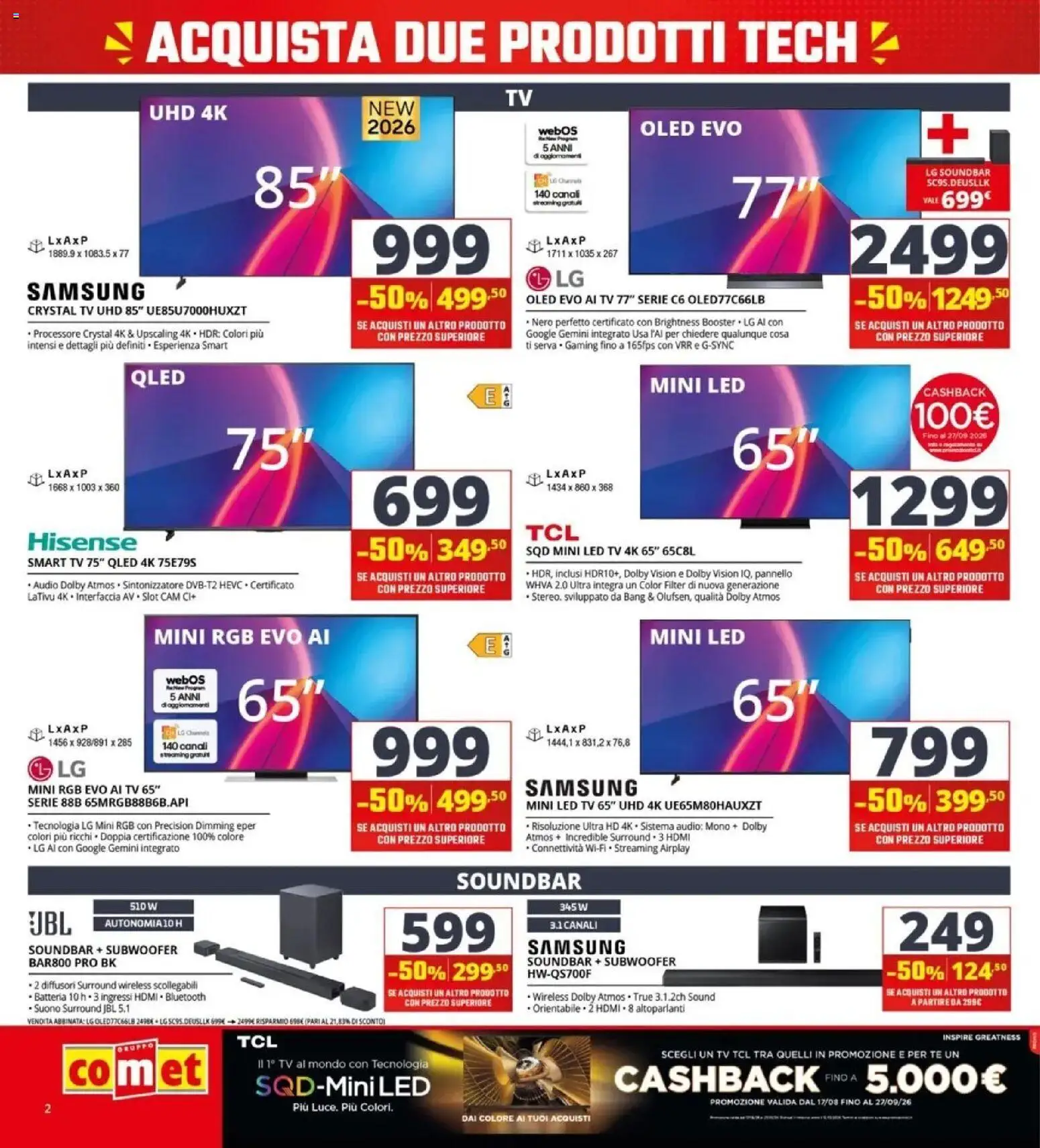 Nuovo Comet volantino dal 24/09/2026 > offerte anteprima 🛍️ | Pagina: 2 | Prodotti: Tè, Soundbar, TV, Samsung