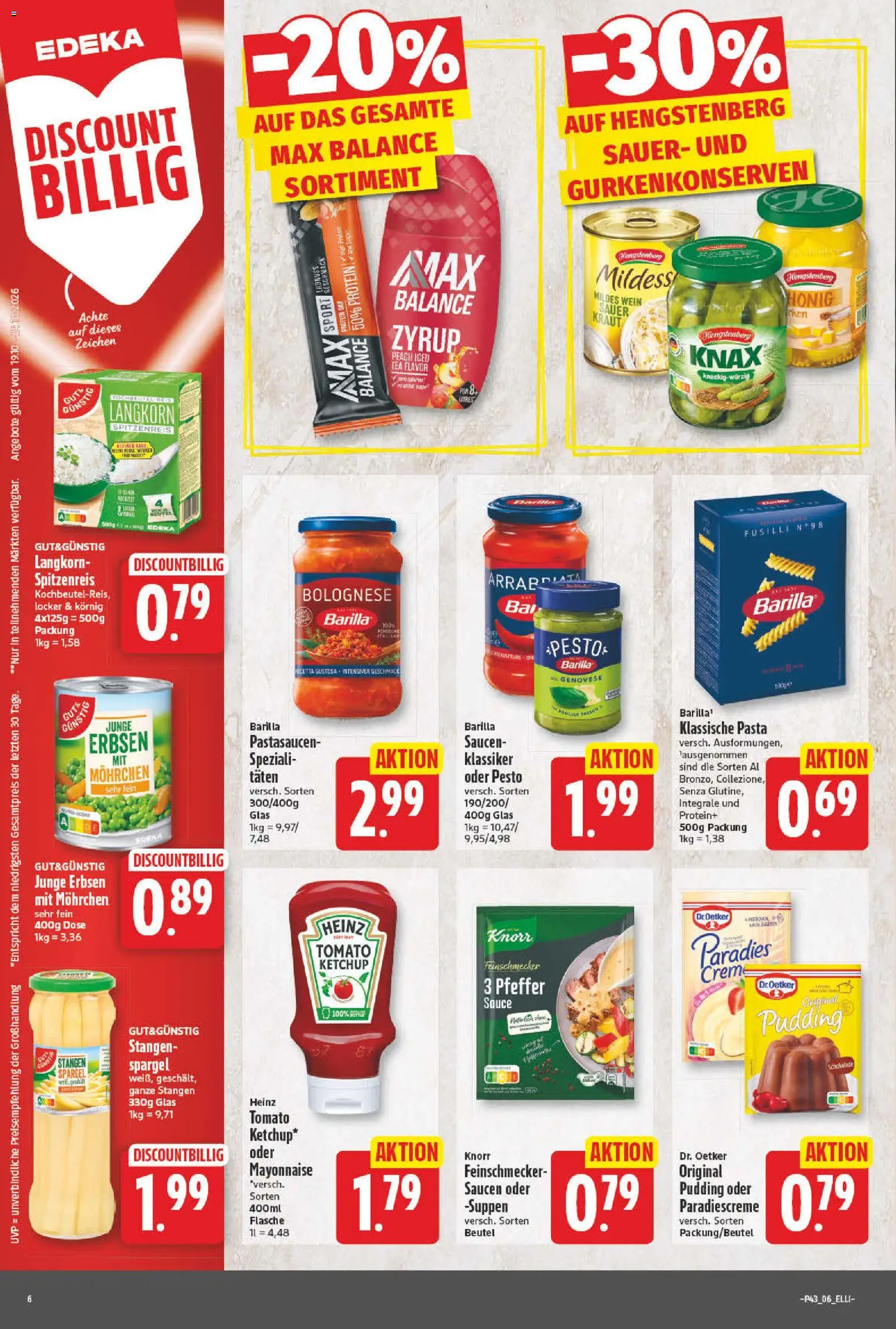 Elli Markt Prospekt – gültig ab 19.10.2026 | Seite: 6 | Produkte: Spargel, Mayonnaise, Kraut, Erbsen
