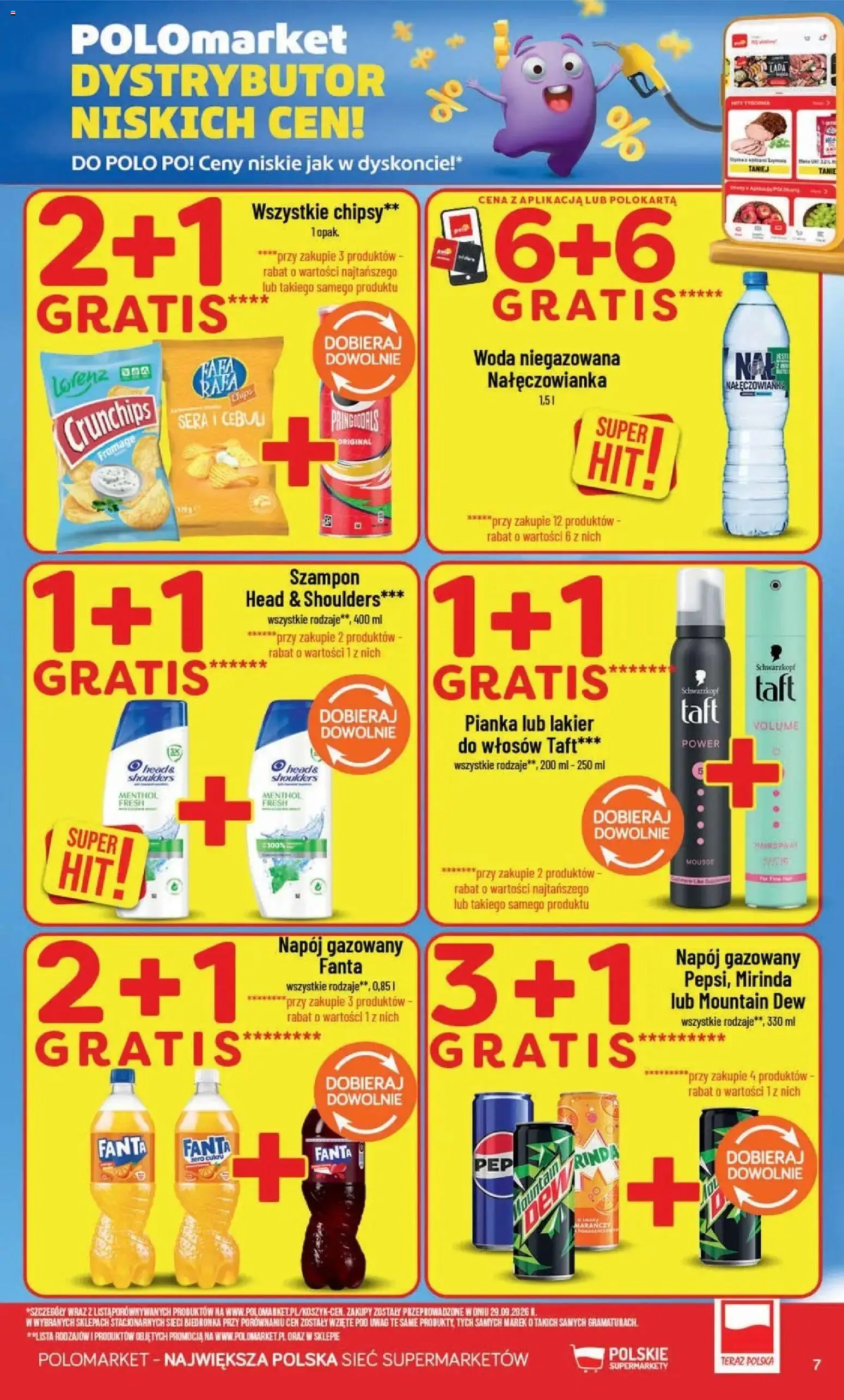 POLOmarket aktualna gazetka od 28.10.2026 | Strona: 7 | Produkty: Chipsy, Fanta, Szampon, Woda niegazowana
