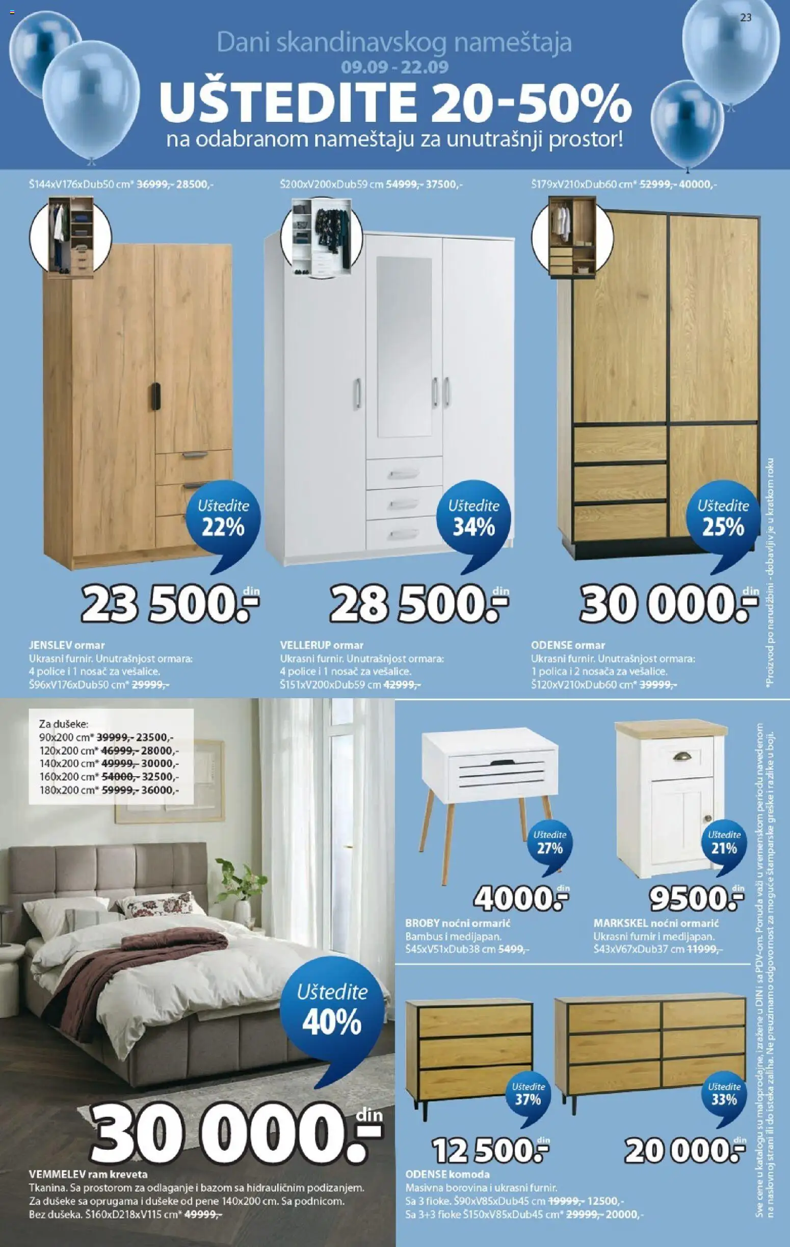 Jysk katalog - važi od 09.10.2026 | Strana: 23 | Proizvode: Komoda, Noćni ormarić, Polica, Ormar
