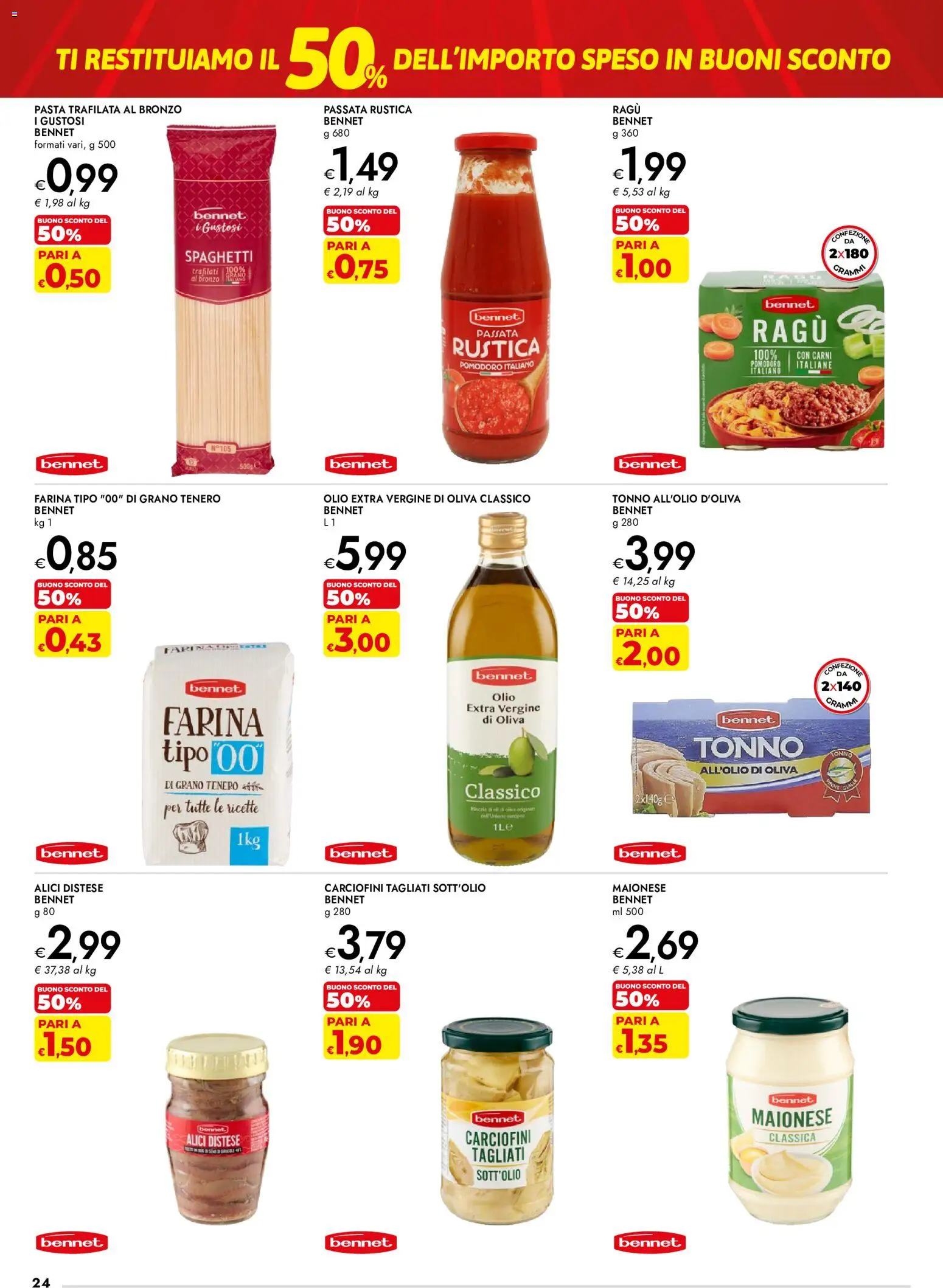 Volantino bennet del 03/09/2026 | Pagina: 24 | Prodotti: Farina, Pasta, Ragú, Farina tipo 00