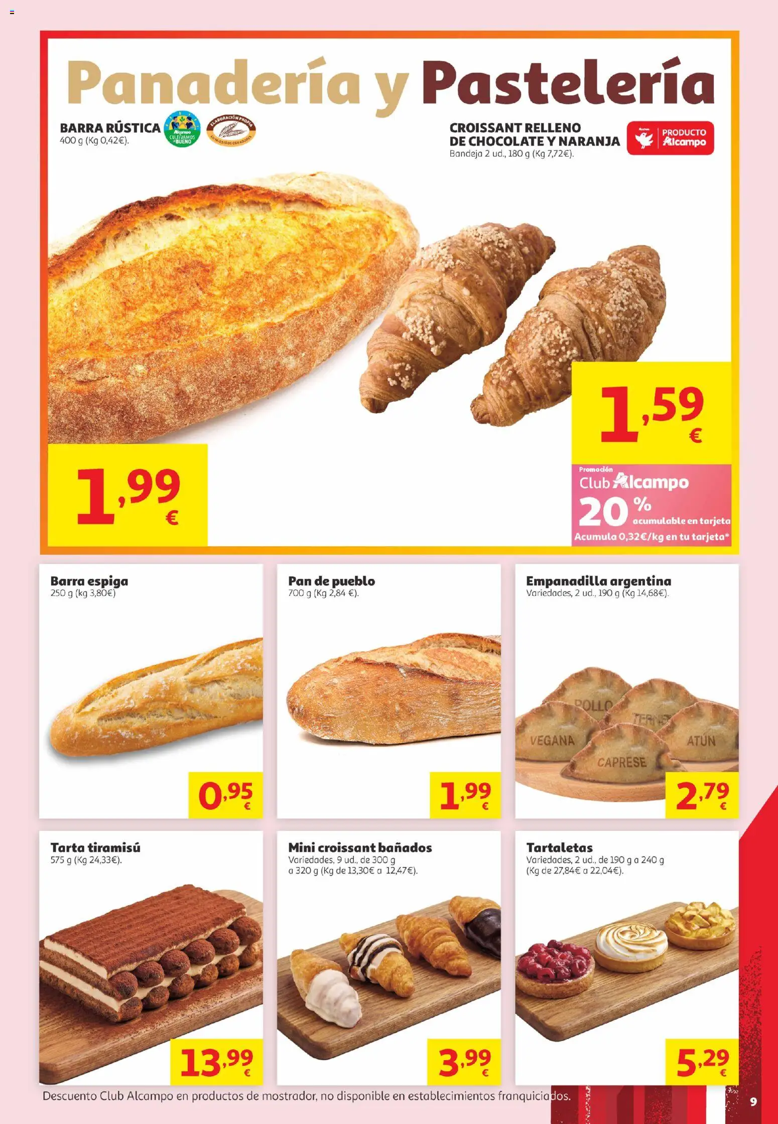 Alcampo Canarias │ válido desde el 02.06.2026 | Página: 9 | Productos: Chocolate, Croissant, Pan de pueblo, Bandeja