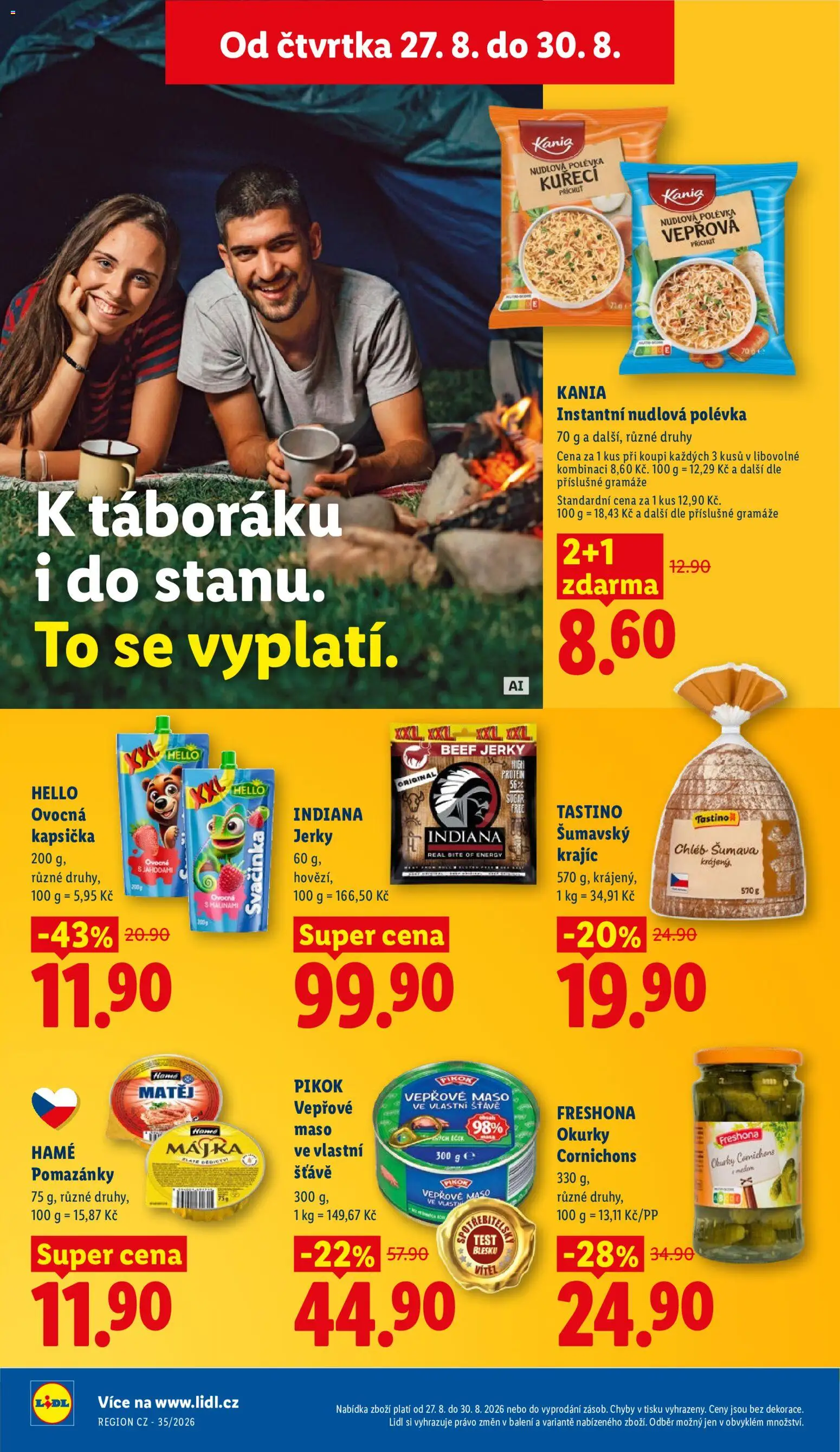 Lidl leták od 27.08.2026 | Strana: 34 | Produkty: Pomazánky, Vepřové maso, Okurky, Maso