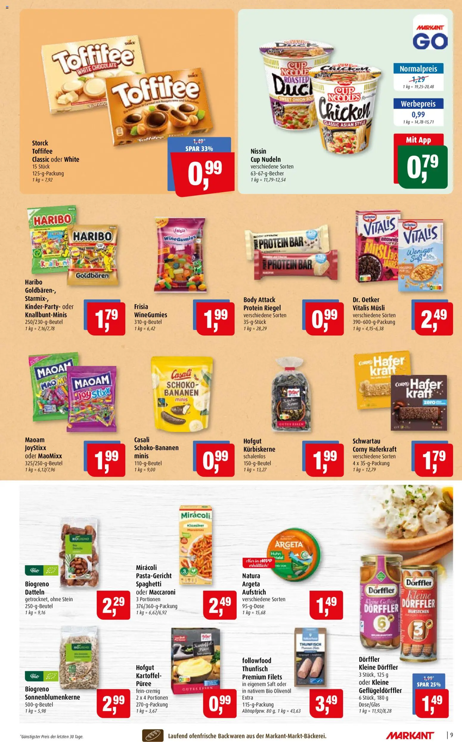 Markant Prospekt – gültig ab 13.07.2026 | Seite: 9 | Produkte: Thunfisch, Olivenol, Schokobananen, Nudeln