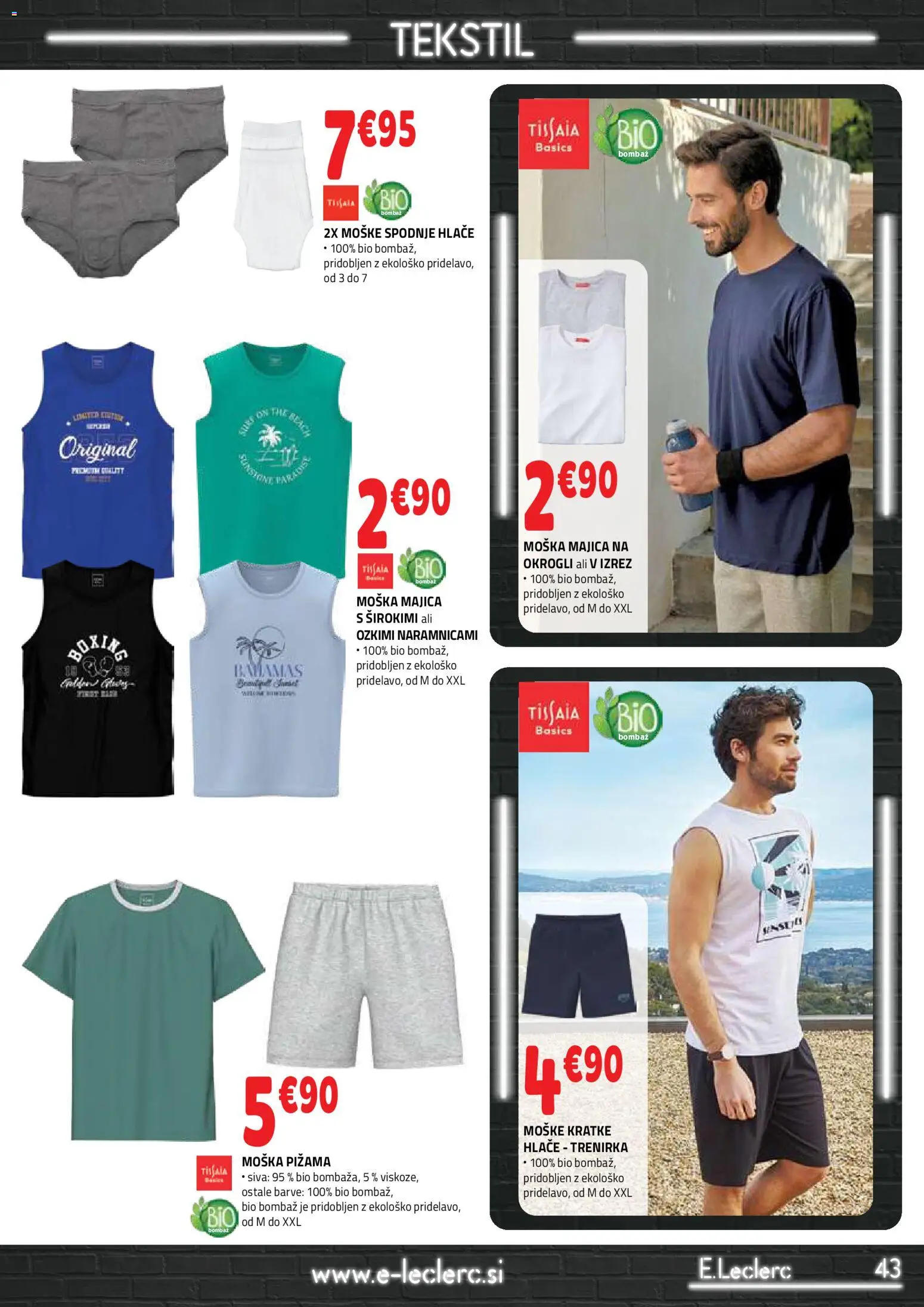 Novi E.leclerc katalog ponudbe – veljaven od 05.08.2026 | Stran: 43 | Izdelki: Pižama, Majica, Hlace, Kratke hlace
