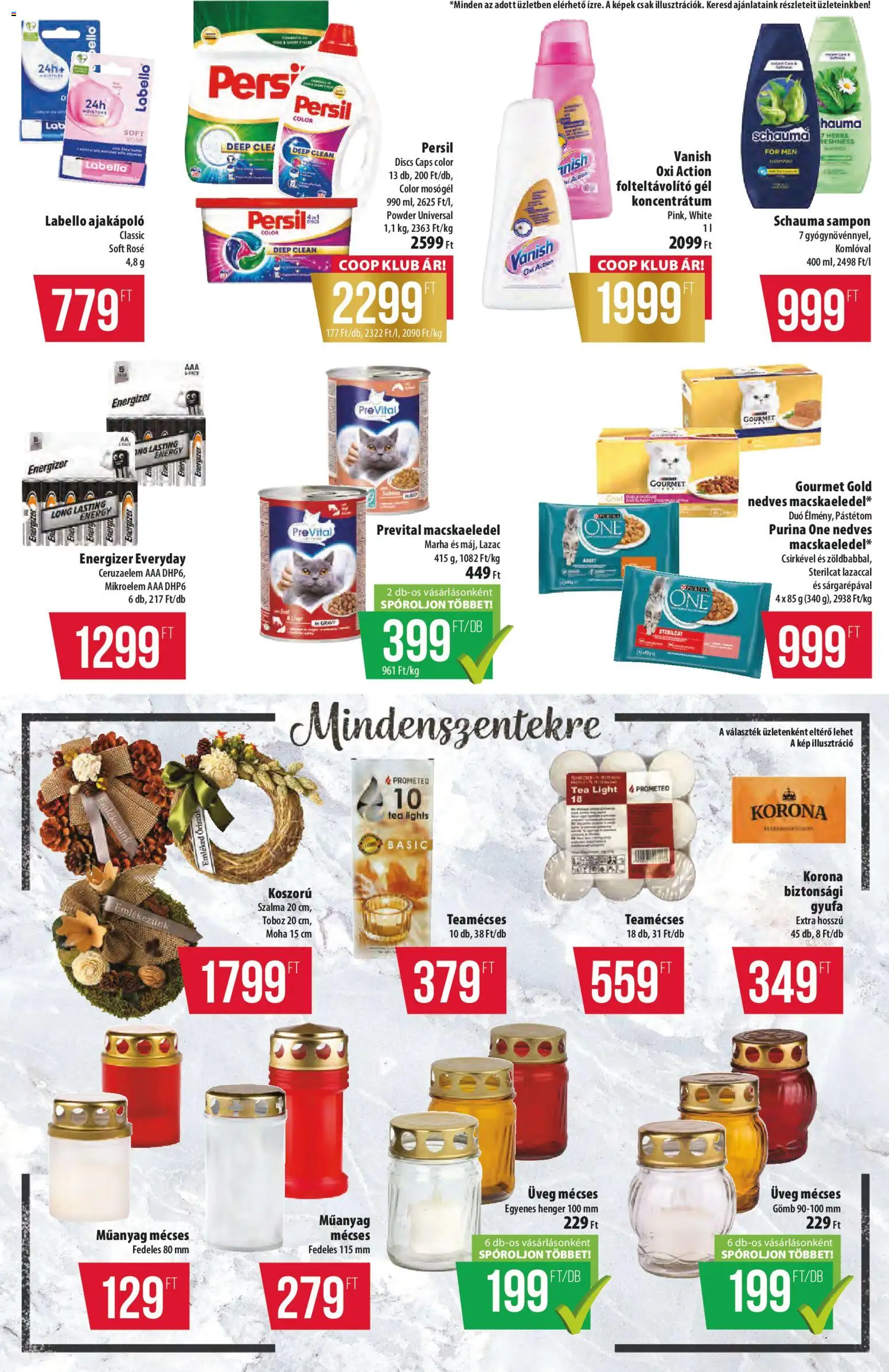 COOP akciós ujság - amely érvényes a következő dátumtól: 2026.10.08. | Oldal: 23 | Termékek: Macskaeledel, Pástétom, Tea, Koszorú