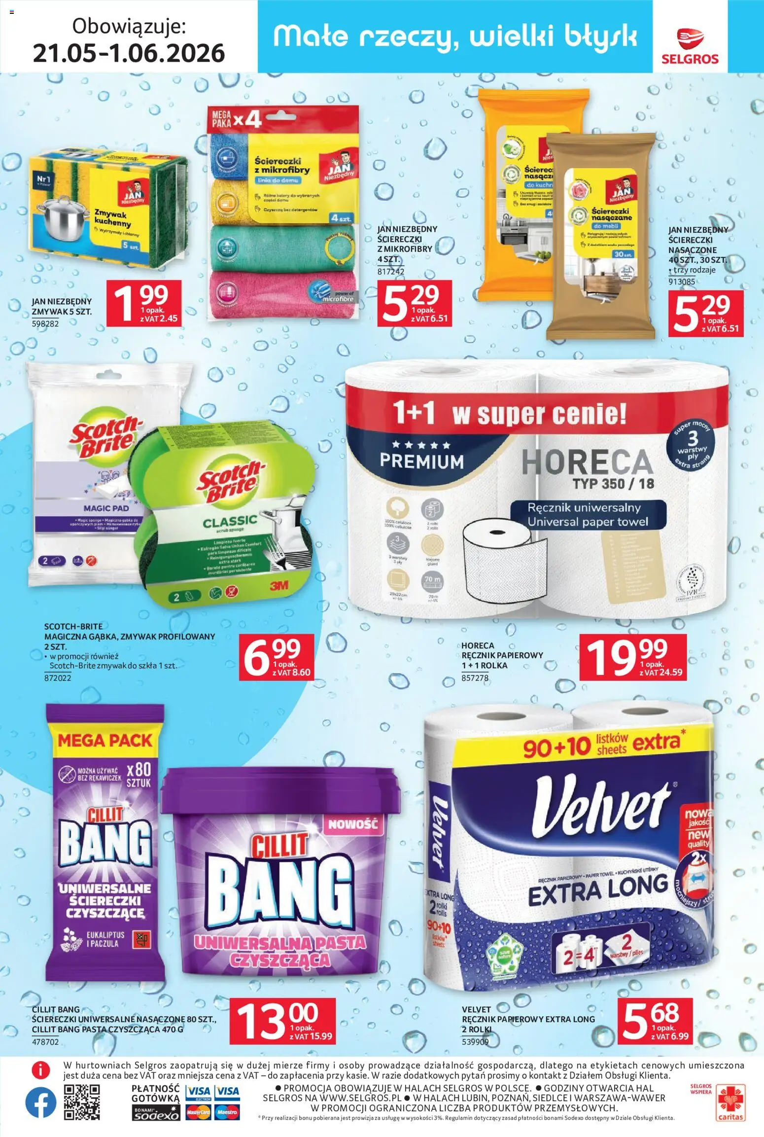 Selgros cash&carry gazetka - Sprzątanie od 21.05.2026 | Strona: 11 | Produkty: Rolki, Gąbka, Ręcznik papierowy