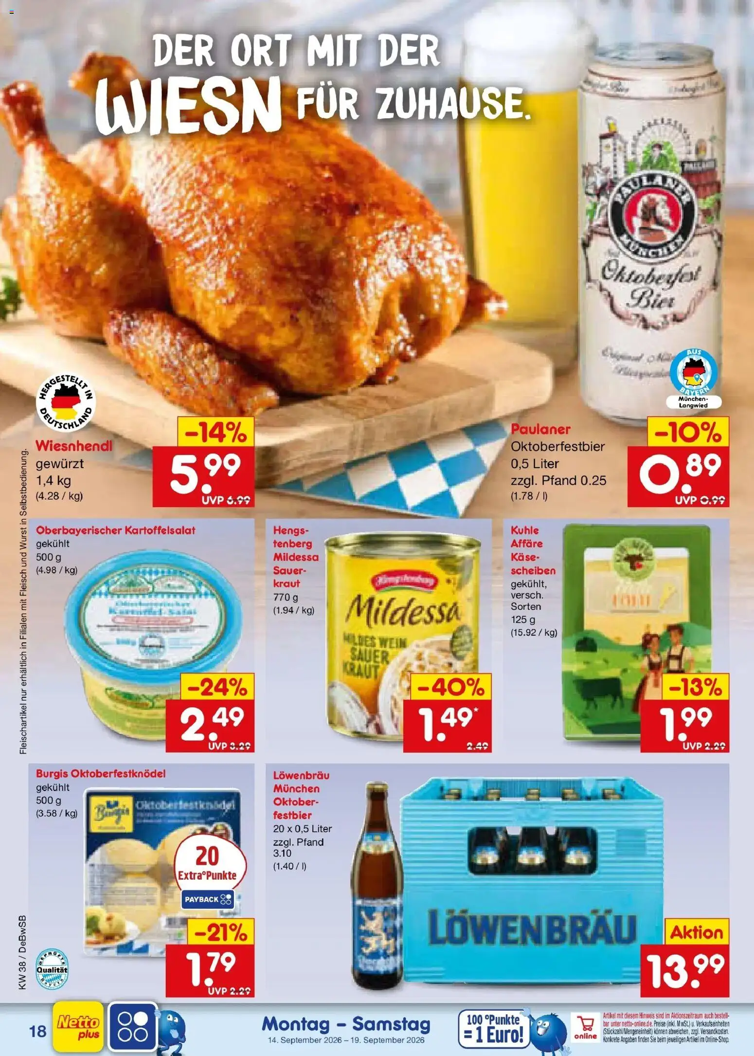Netto Marken-Discount Prospekt Waiblingen-Bittenfeld – gültig ab 14.09.2026 | Seite: 28 | Produkte: Käse, Wurst, Kraut, Paulaner