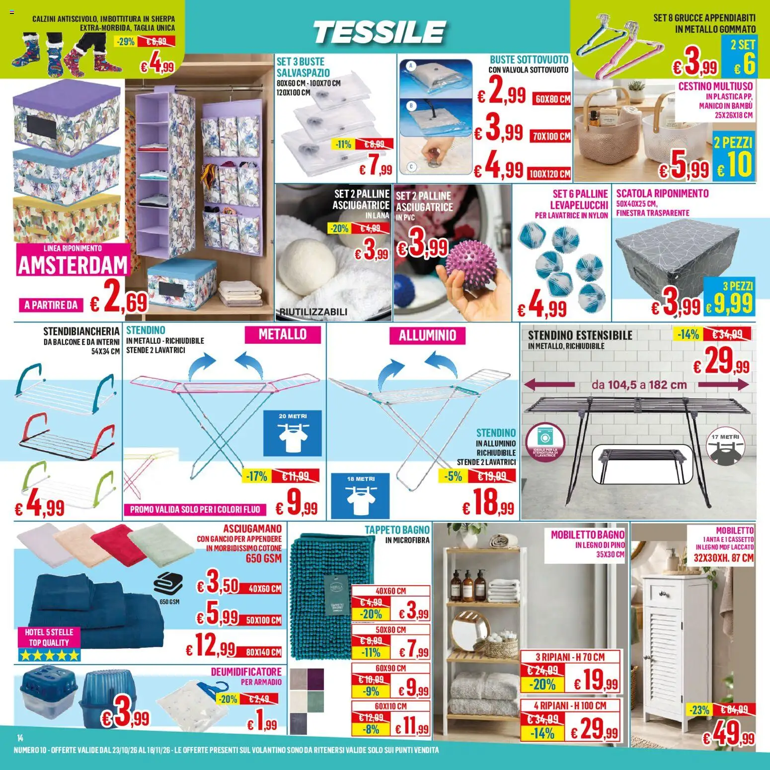 Volantino Satur del 23/10/2026 | Pagina: 14 | Prodotti: Top, Asciugatrice, Stendino, Asciugamano