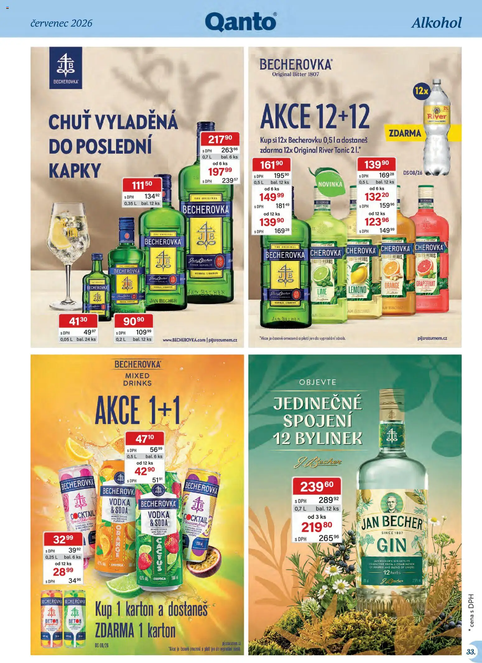 Astur & Qanto leták - Velkoobchod 07/2026 od 01.07.2026 | Strana: 33 | Produkty: Becherovka Lemond, Tonic, River tonic, Becherovka