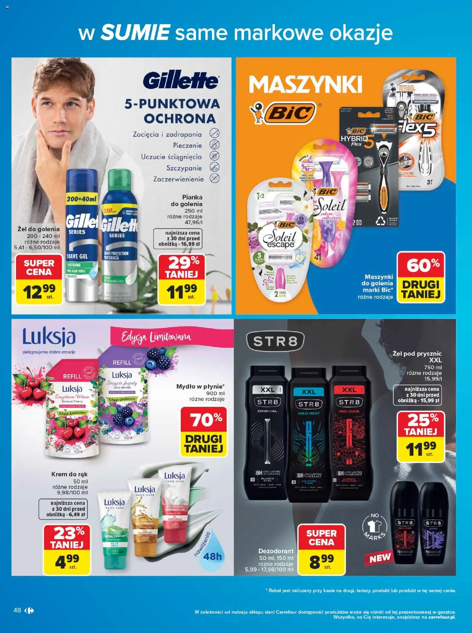 Carrefour gazetka - W sumie same markowe okazje od 08.06.2026 | Strona: 48 | Produkty: Prysznic, Mydło, Żel pod prysznic, Dezodorant