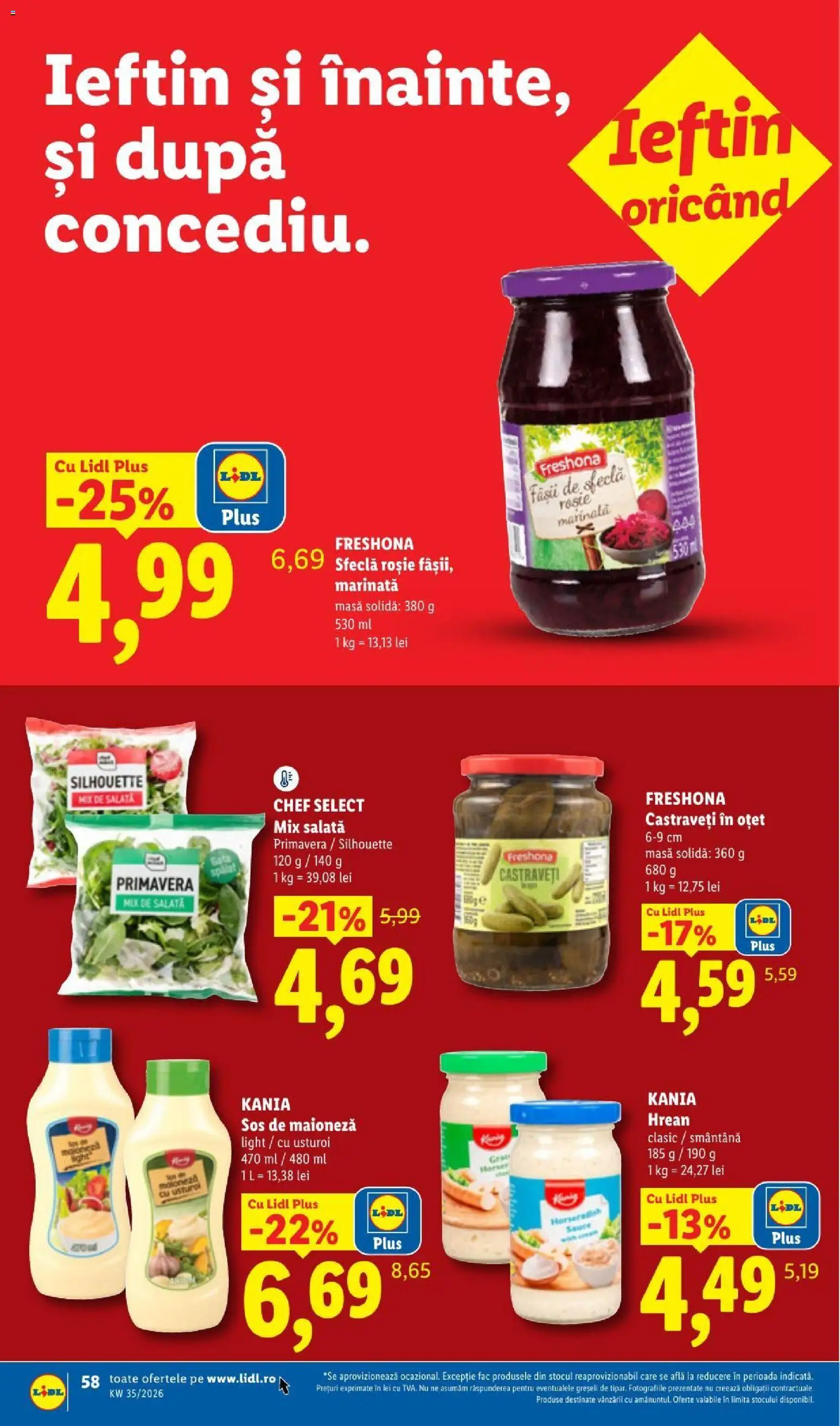 Noul catalog Lidl – valabil de la 24.08.2026 | Pagină: 58 | Produse: Primavera, Salată, Sos, Sfeclă
